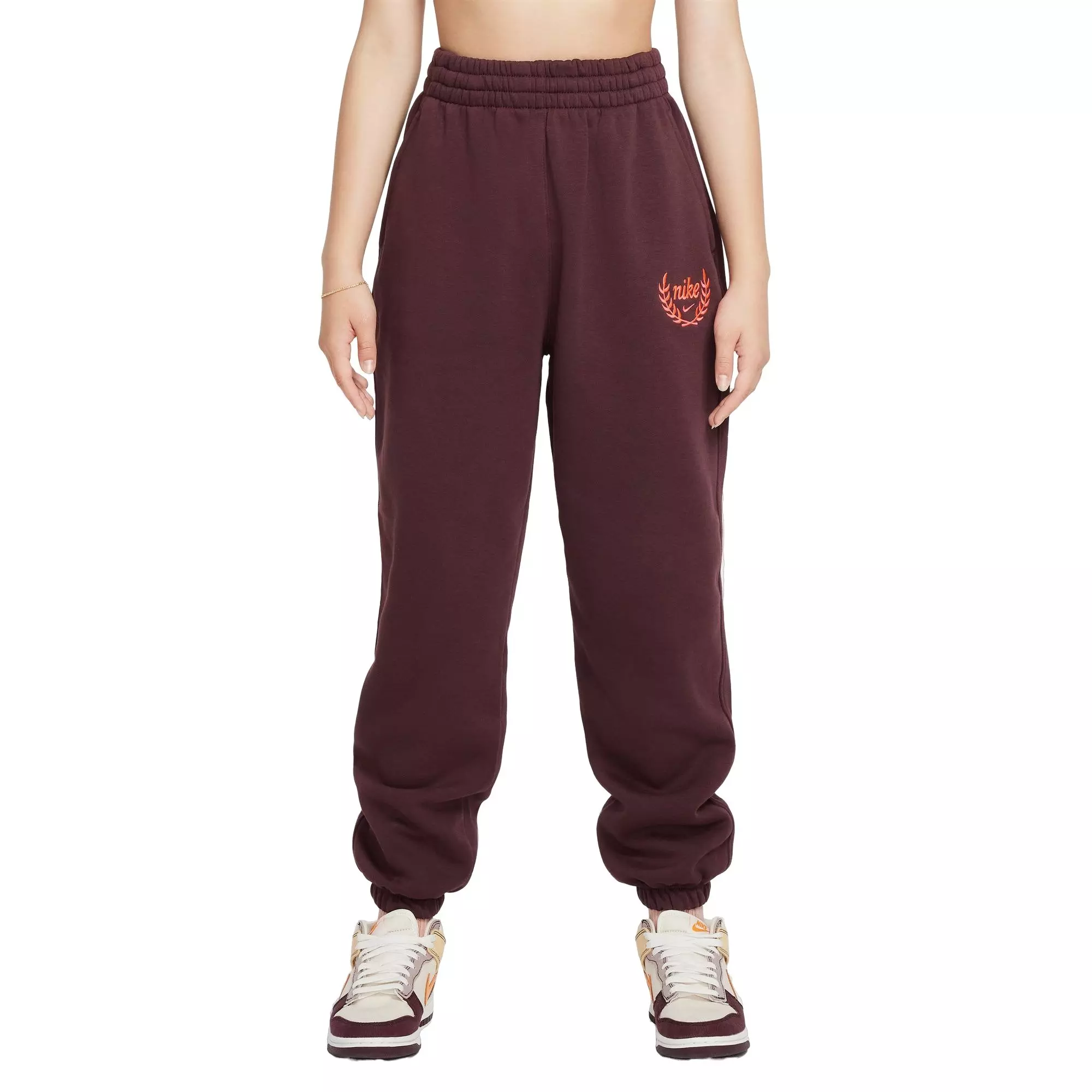 Nike Big Girls' Sportswear Club Fleece Graphic Star Loose Pants - RED