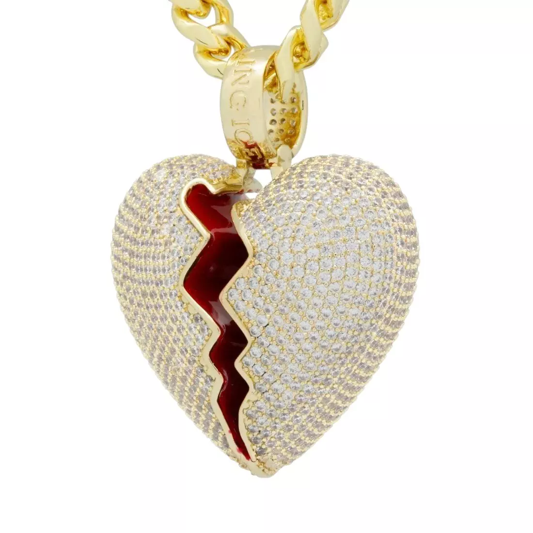 King Ice Broken Heart Necklace - GOLD