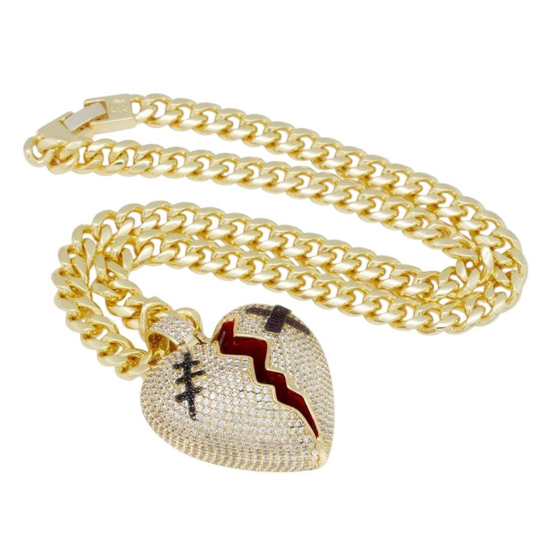 King Ice Broken Heart Necklace - GOLD