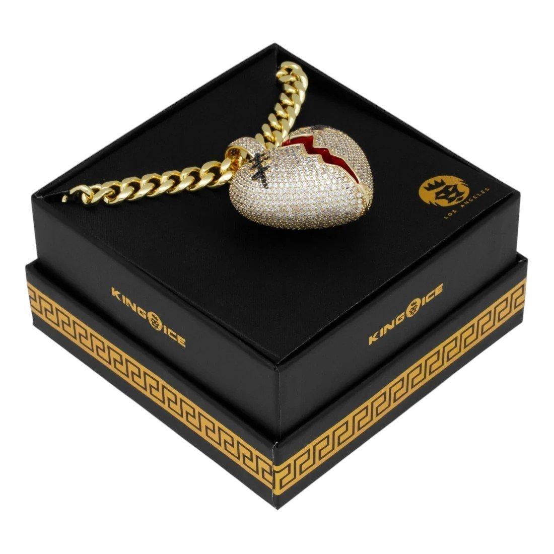 King Ice Broken Heart Necklace - GOLD