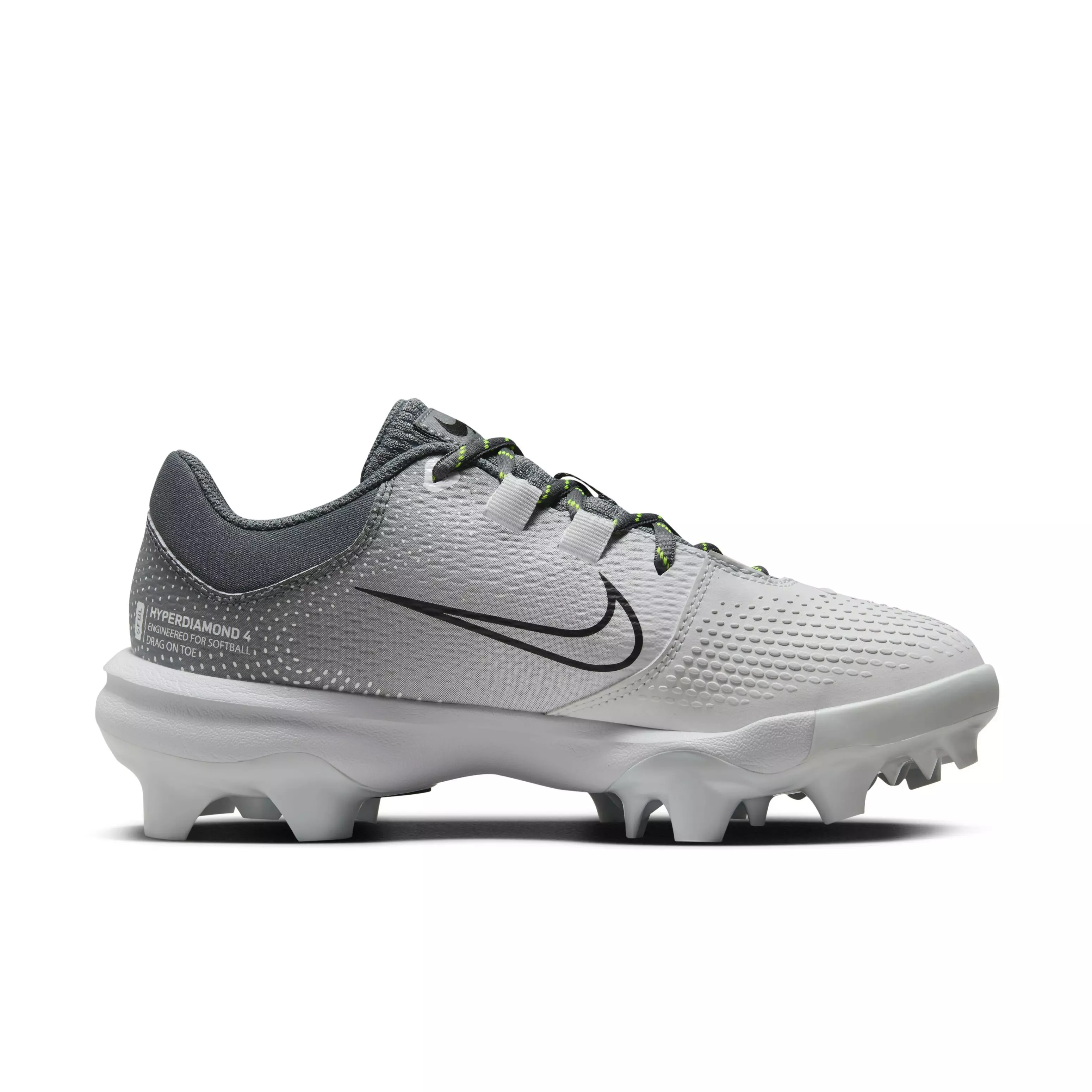 Nike Hyperdiamond 4 Pro MCS "Cool Grey/Black/White/Volt" Women's Softball Cleat - GREY/BLACK/WHITE/VOLT
