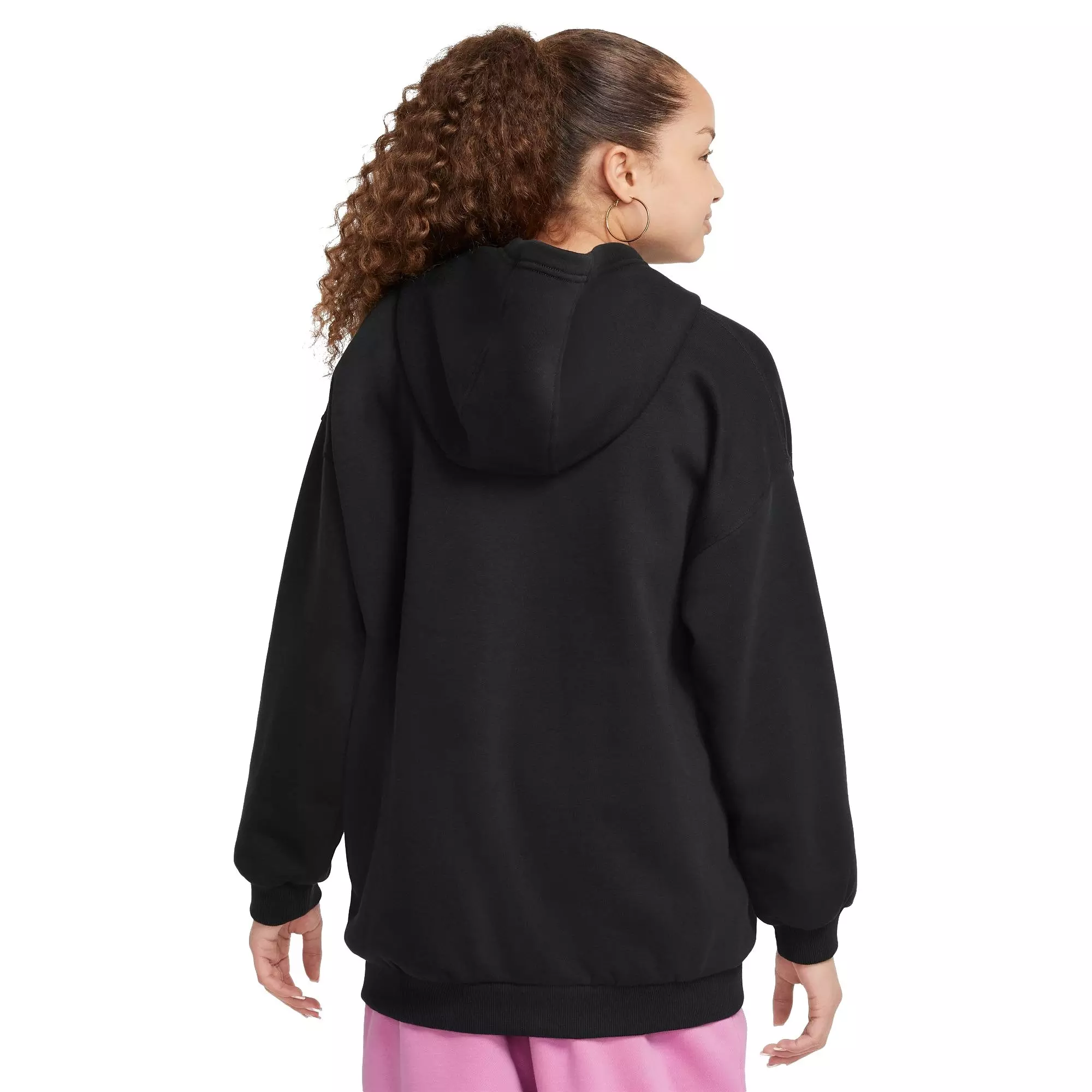 Nike Big Girls' Sportswear Club Fleece Oversized Pullover Hoodie - BLACK