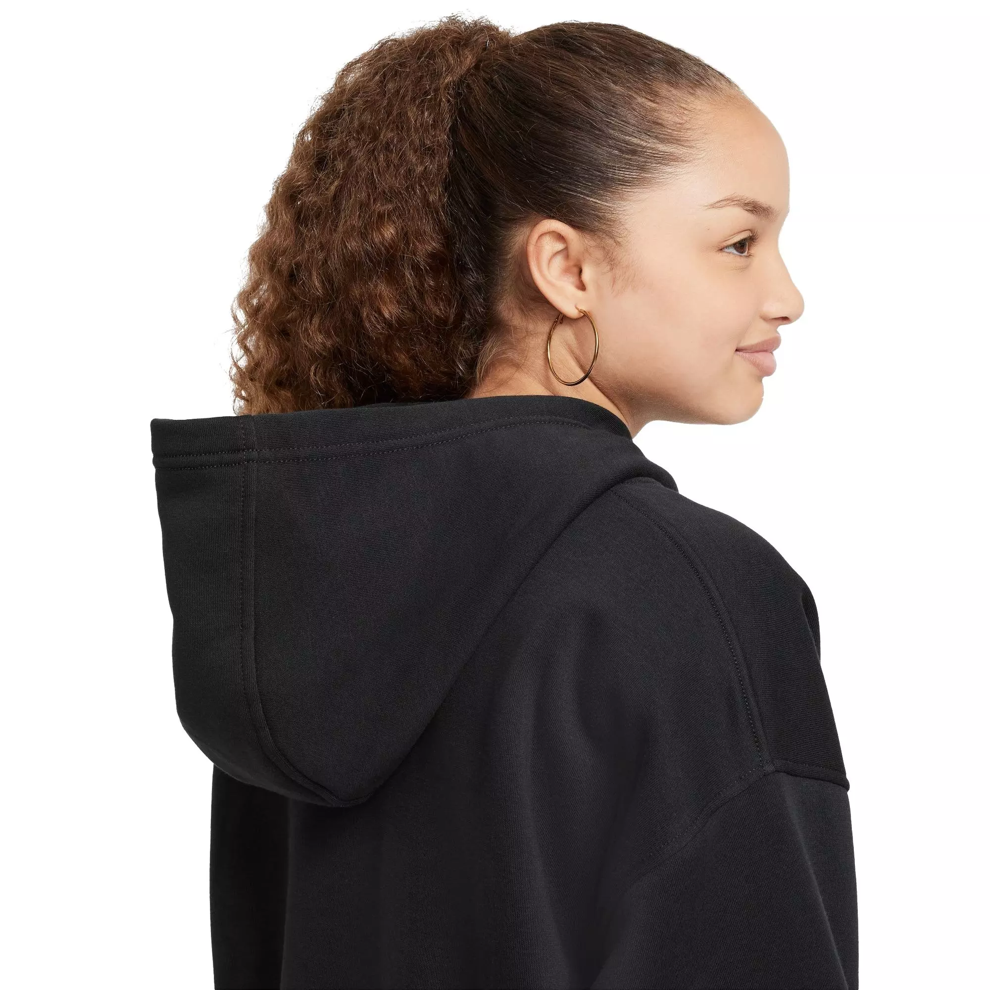 Nike Big Girls' Sportswear Club Fleece Oversized Pullover Hoodie - BLACK