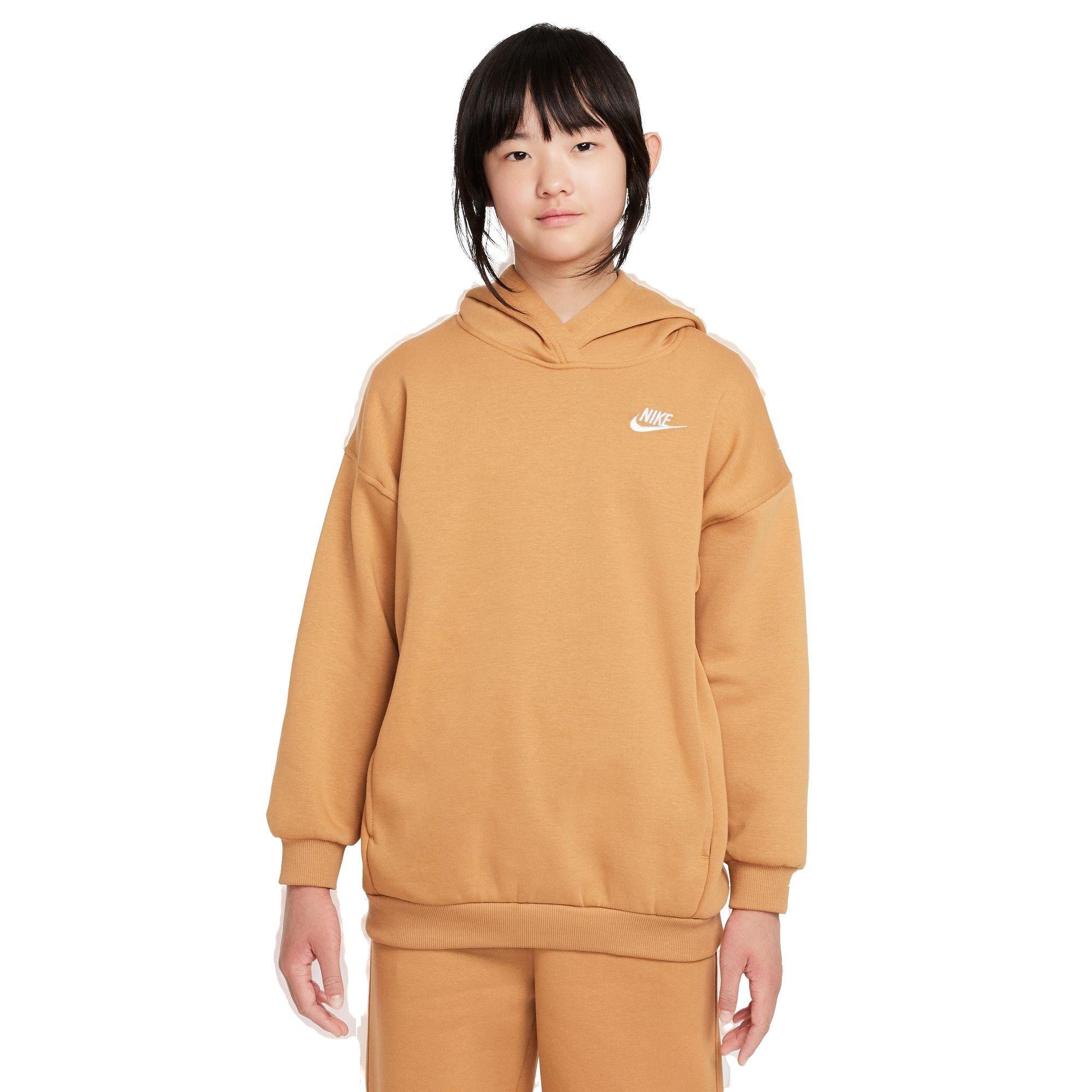 Nike Big Girls' Sportswear Club Fleece Oversized Pullover Hoodie - BROWN Thumbnail View 1
