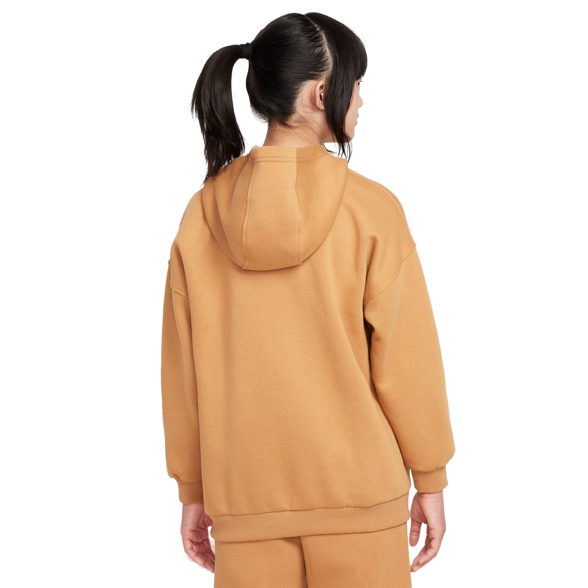 Nike Big Girls' Sportswear Club Fleece Oversized Pullover Hoodie - BROWN Thumbnail View 2