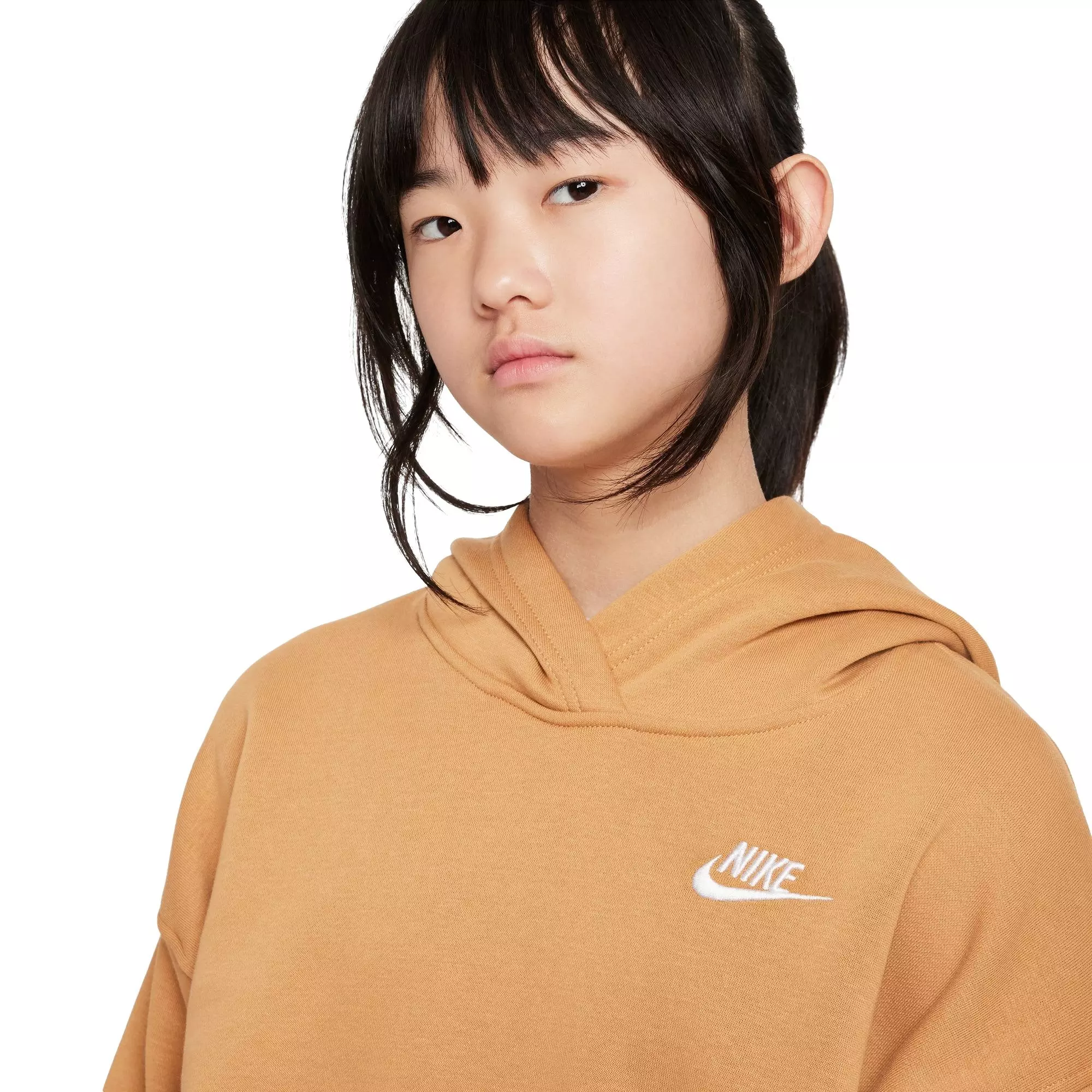 Nike Big Girls' Sportswear Club Fleece Oversized Pullover Hoodie - BROWN