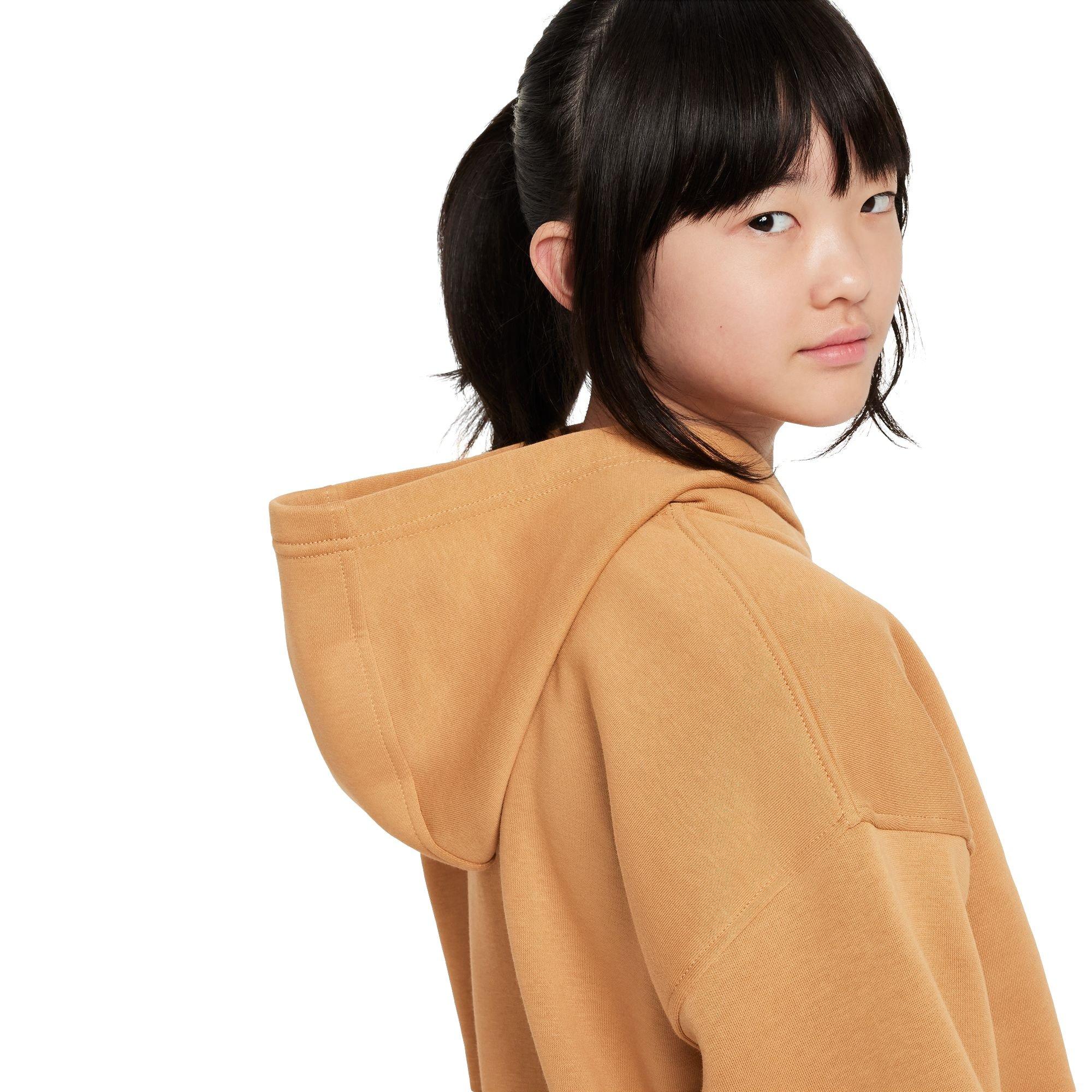 Nike Big Girls' Sportswear Club Fleece Oversized Pullover Hoodie - BROWN Thumbnail View 4