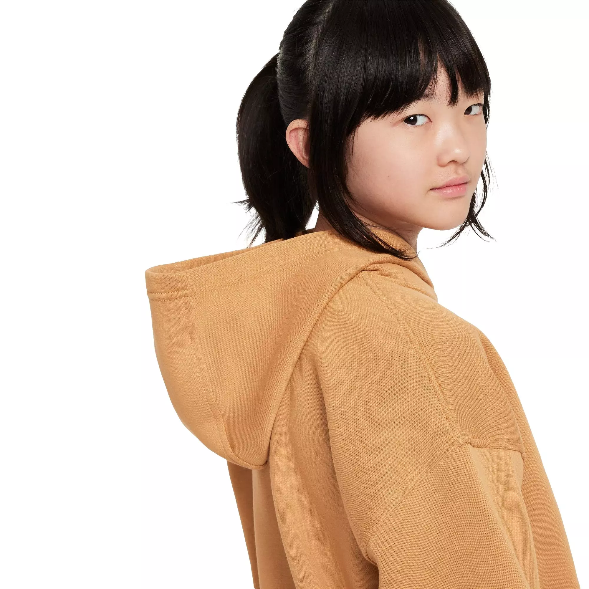 Nike Big Girls' Sportswear Club Fleece Oversized Pullover Hoodie - BROWN