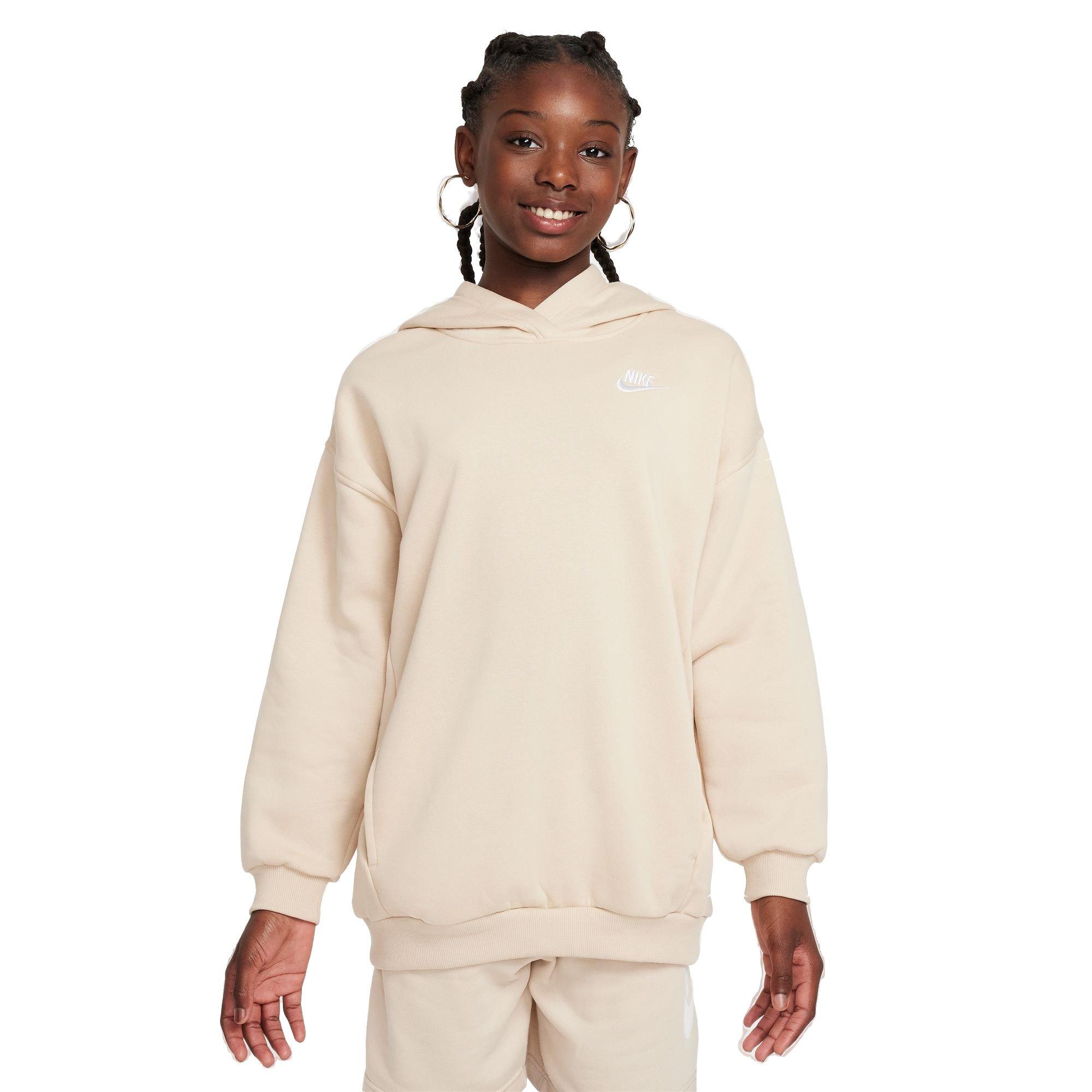 Nike Big Girls' Sportswear Club Fleece Oversized Pullover Hoodie - TAN Thumbnail View 1