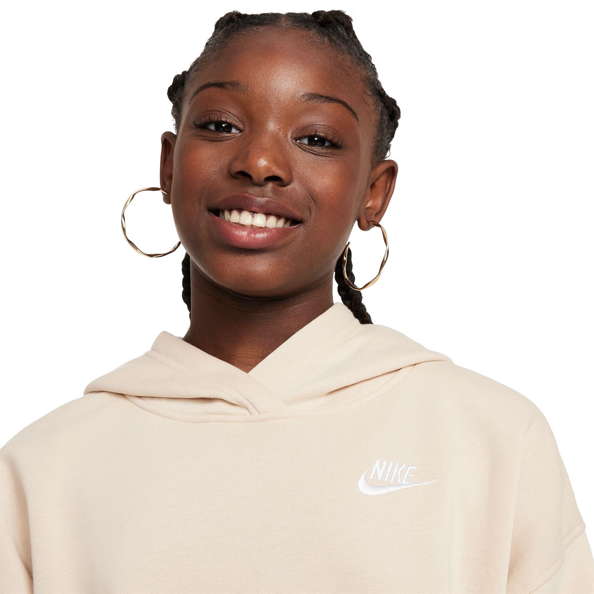 Nike Big Girls' Sportswear Club Fleece Oversized Pullover Hoodie - TAN Thumbnail View 3