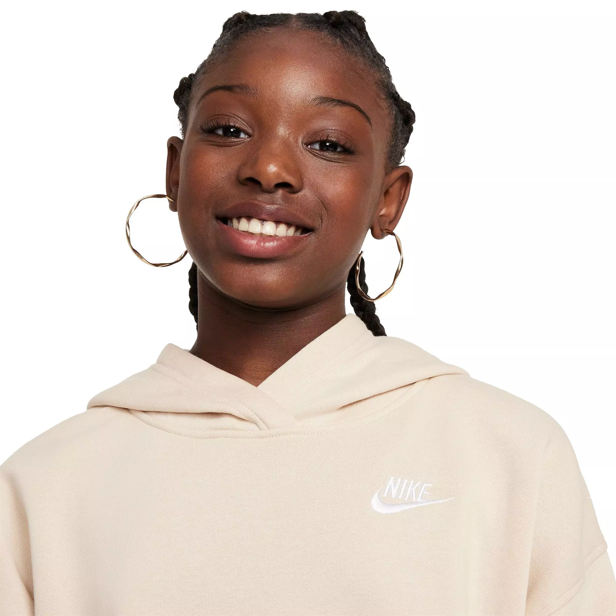 Nike Big Girls' Sportswear Club Fleece Oversized Pullover Hoodie - TAN