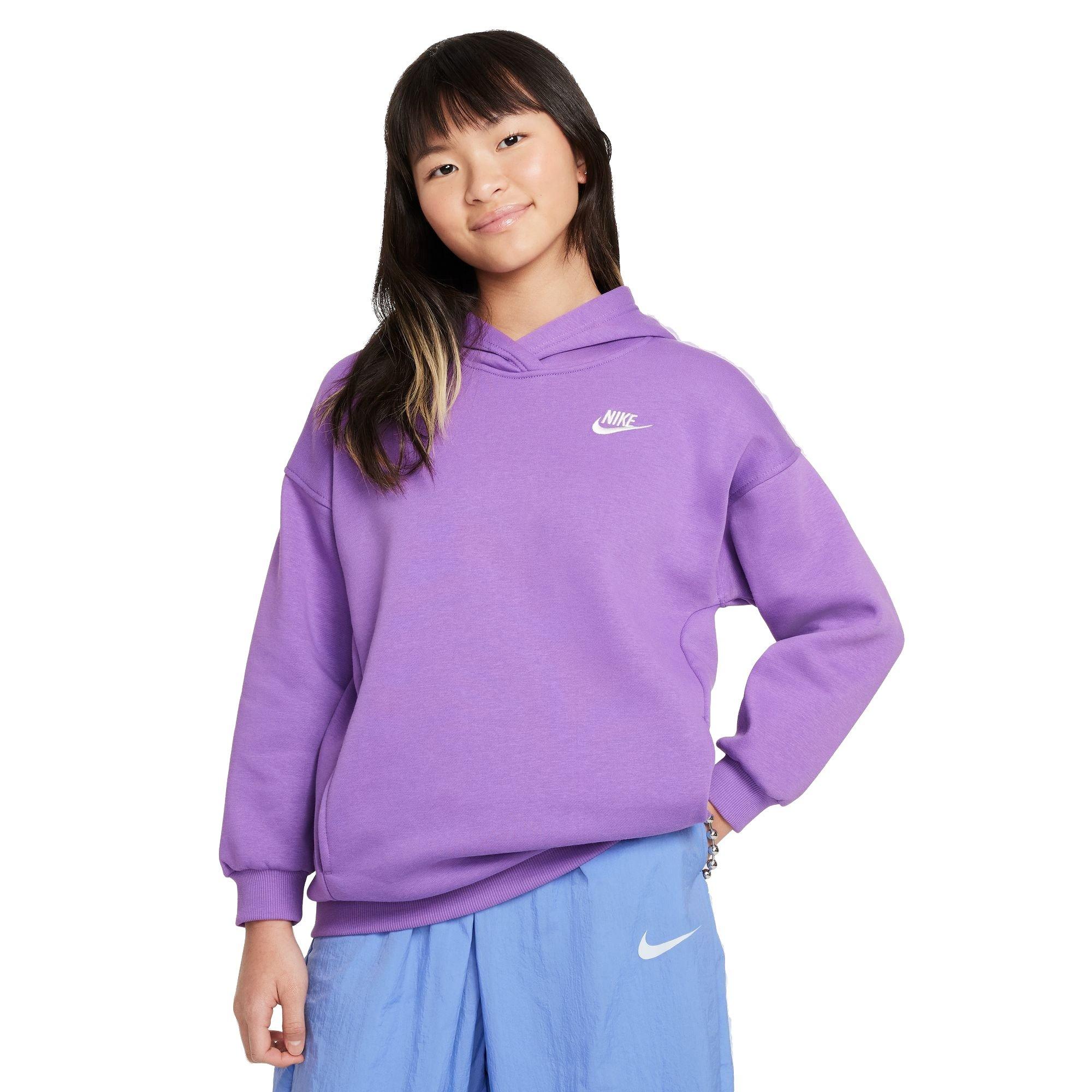 Nike Big Girls' Sportswear Club Fleece Oversized Pullover Hoodie - BLACK RASPBERRY Thumbnail View 1