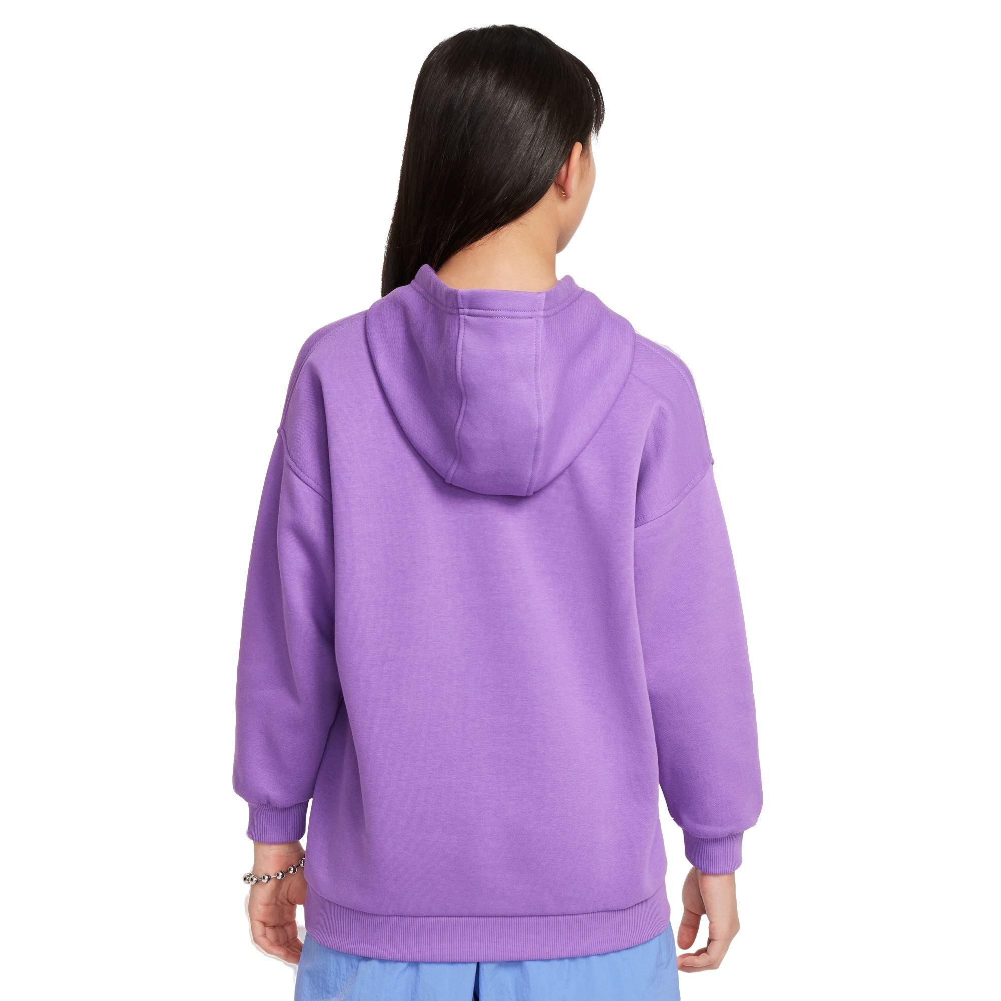Nike Big Girls' Sportswear Club Fleece Oversized Pullover Hoodie - BLACK RASPBERRY Thumbnail View 2