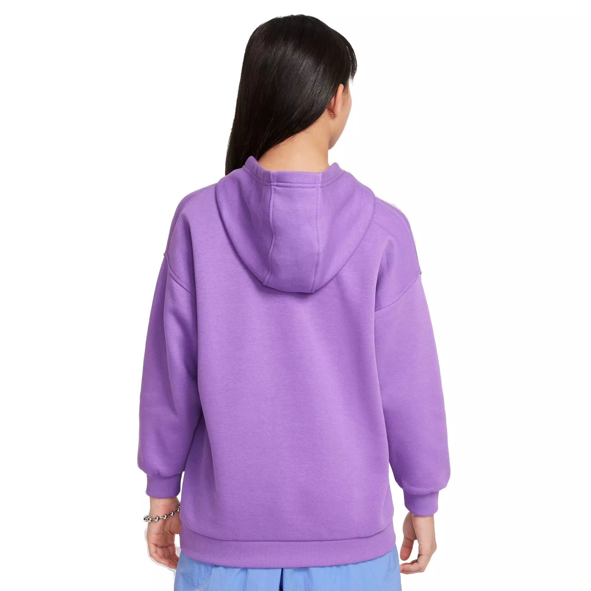 Nike Big Girls' Sportswear Club Fleece Oversized Pullover Hoodie - BLACK RASPBERRY