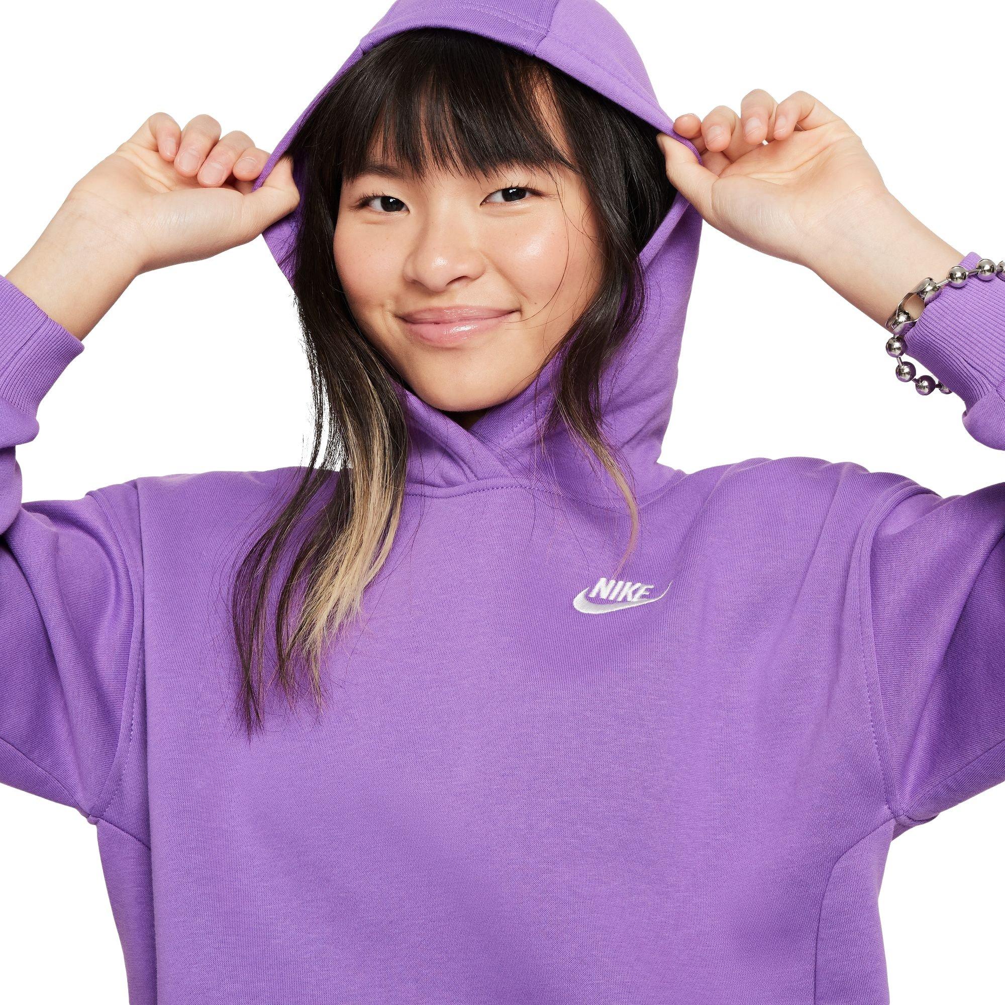 Nike Big Girls' Sportswear Club Fleece Oversized Pullover Hoodie - BLACK RASPBERRY Thumbnail View 3