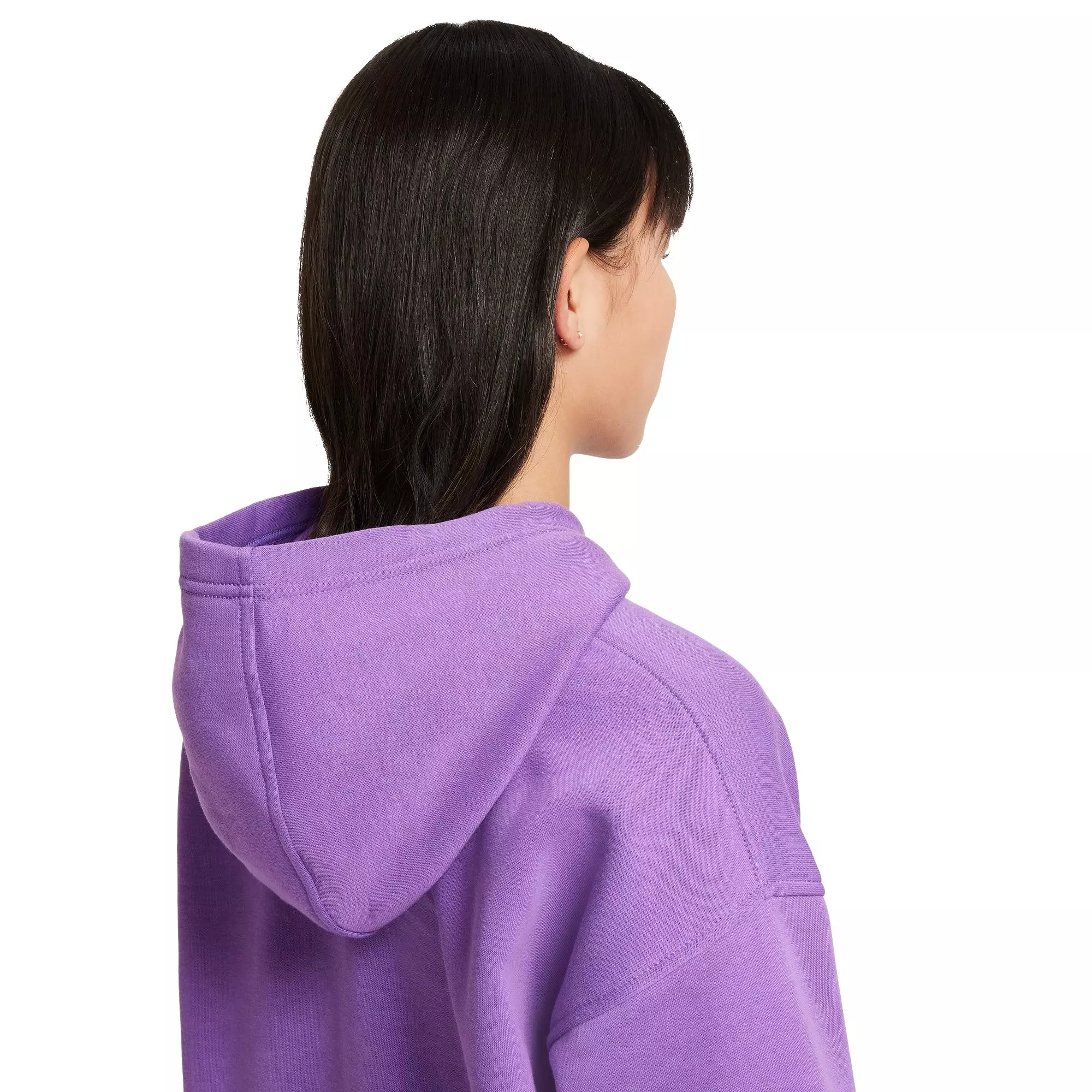 Nike Big Girls' Sportswear Club Fleece Oversized Pullover Hoodie - BLACK RASPBERRY