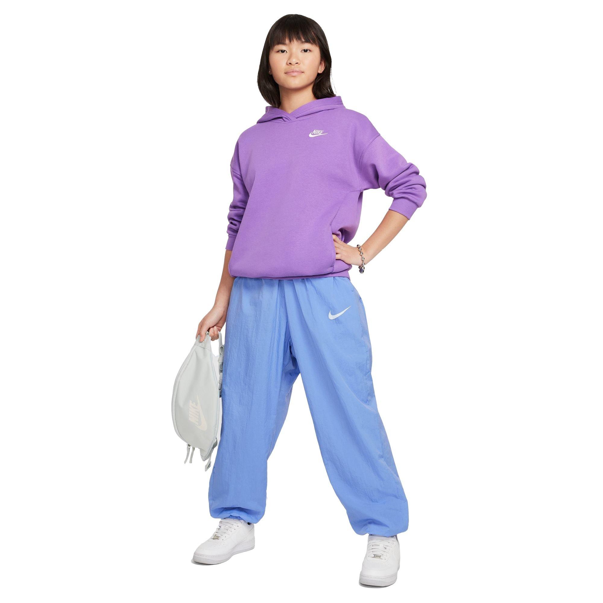 Nike Big Girls' Sportswear Club Fleece Oversized Pullover Hoodie - BLACK RASPBERRY Thumbnail View 6