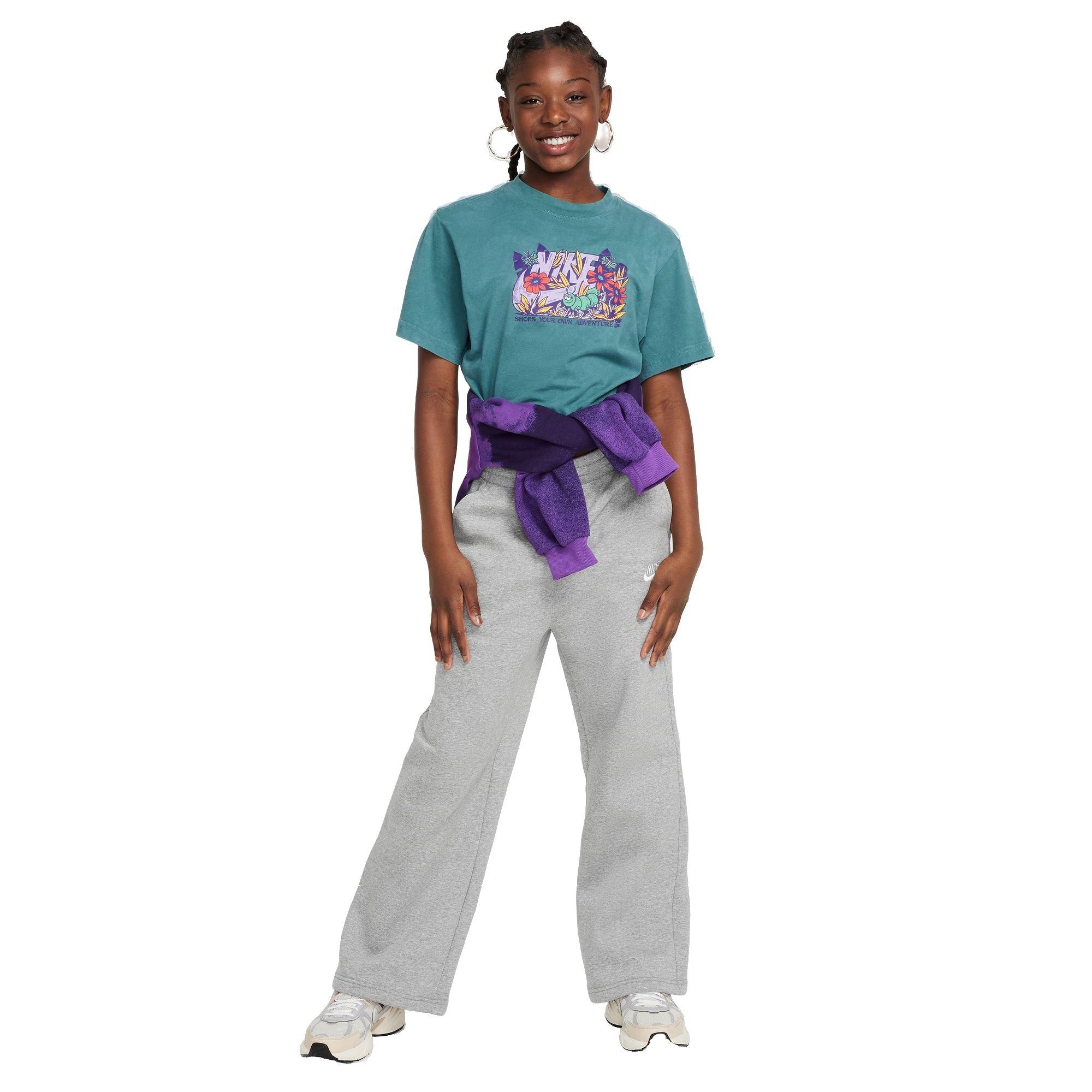 Nike Big Girls' Sportswear Club Fleece Wide-Leg Pants - GREY Thumbnail View 6