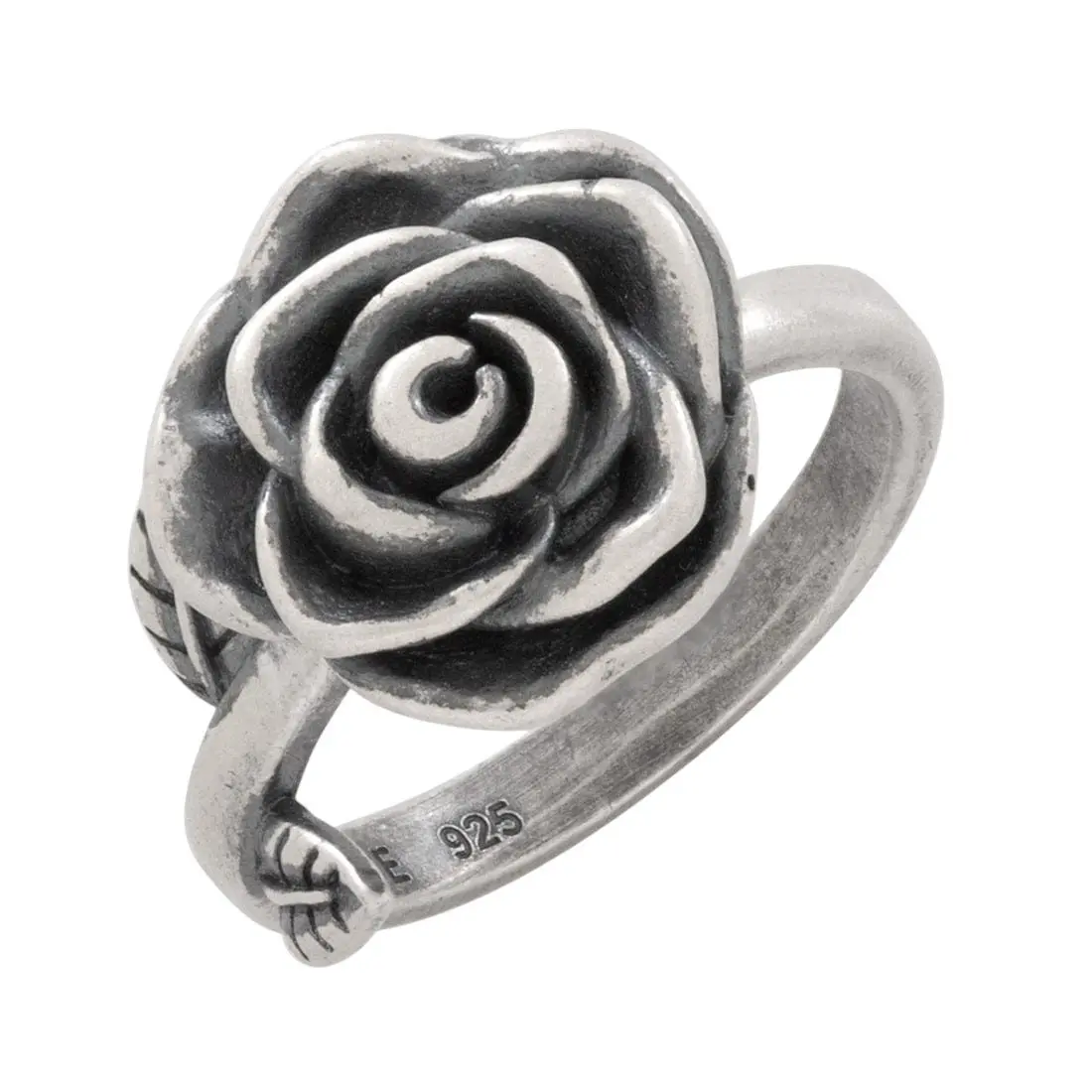 King Ice Antique Rose Ring - Sterling Silver - WHITE GOLD