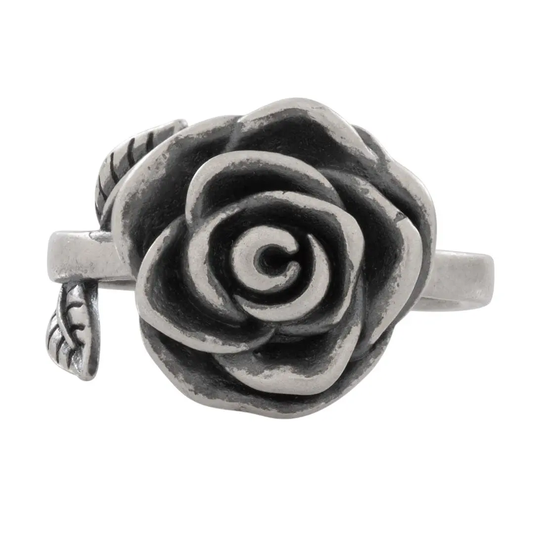 King Ice Antique Rose Ring - Sterling Silver - WHITE GOLD