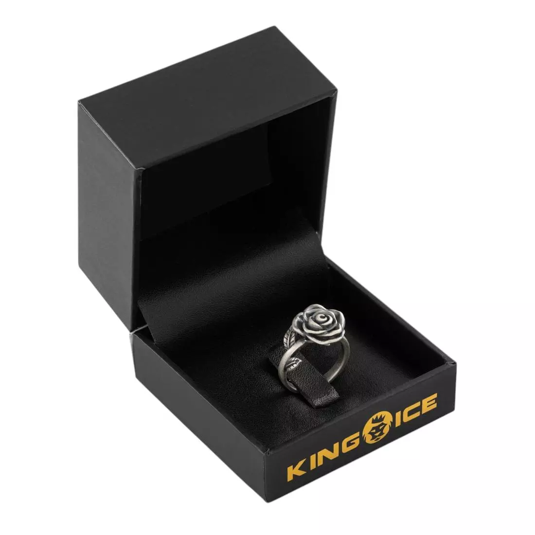 King Ice Antique Rose Ring - Sterling Silver - WHITE GOLD