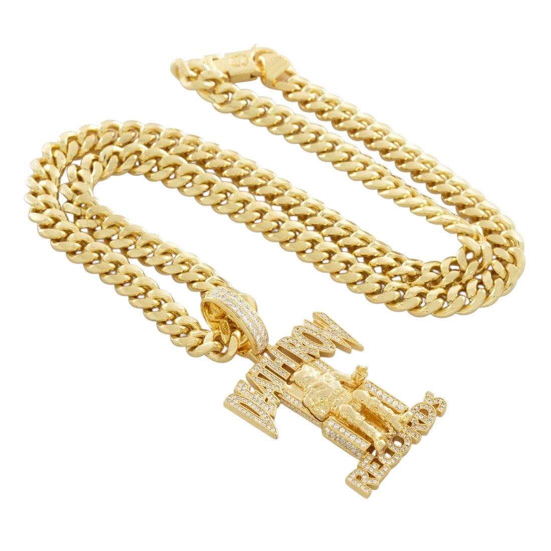 King Ice x Death Row Records - Iced Logo Necklace - GOLD