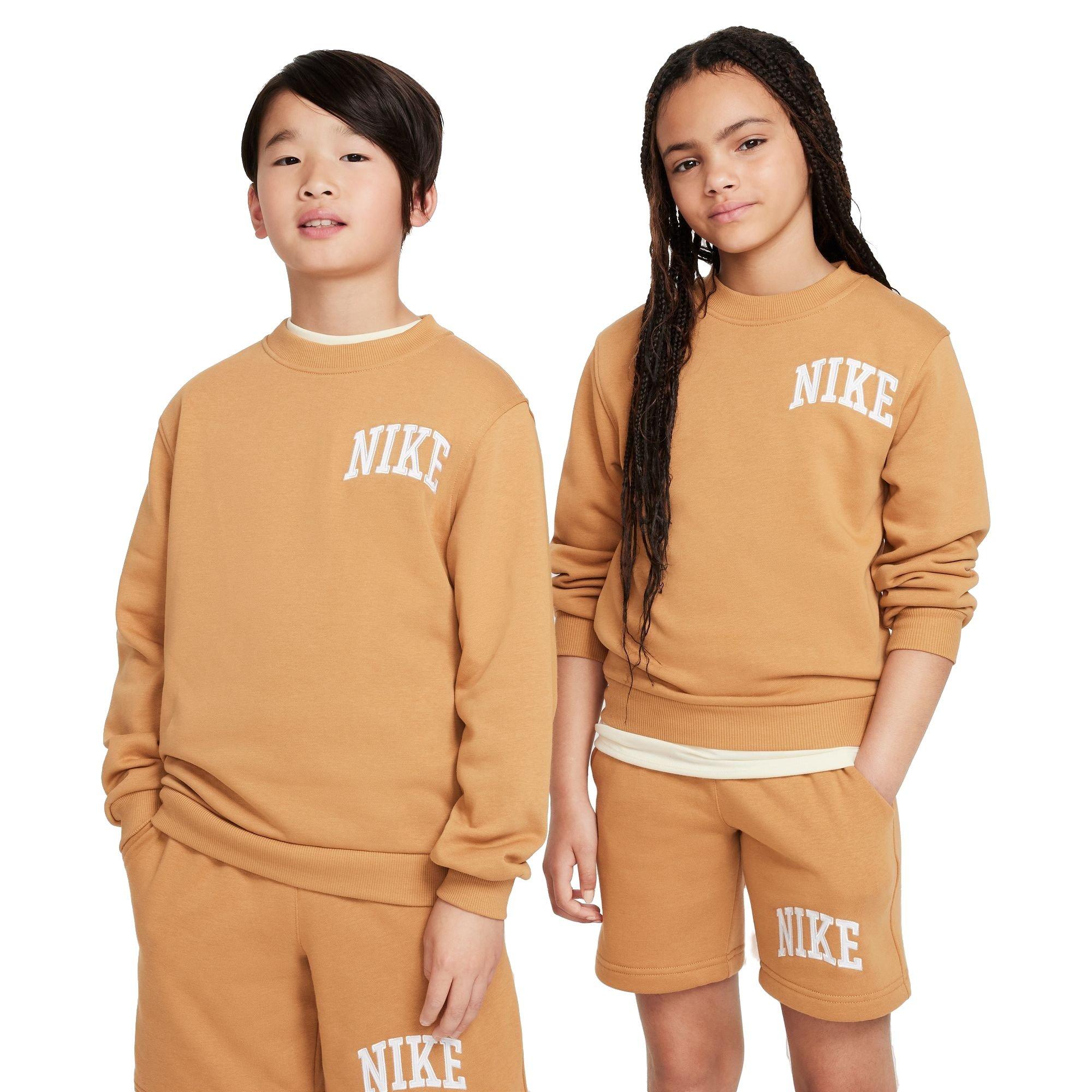 Nike Big Kids' Sportswear Club French Terry Crew-Neck Sweatshirt - BROWN