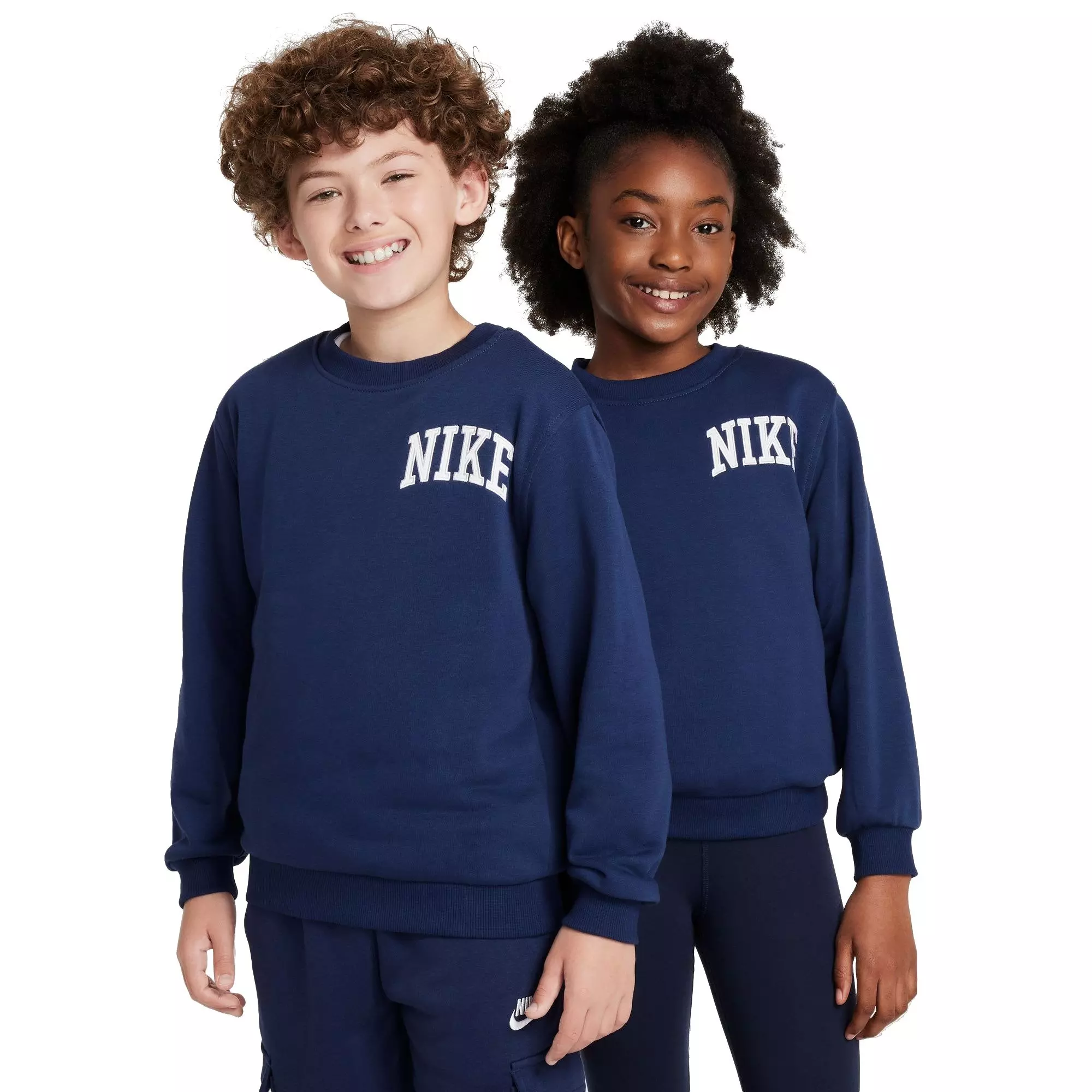 Nike Big Kids' Sportswear Club French Terry Crew-Neck Sweatshirt - BLUE