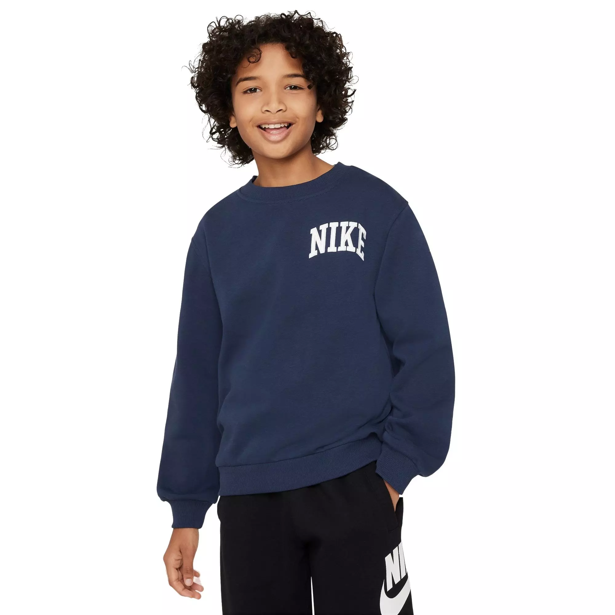 Nike Big Kids' Sportswear Club French Terry Crew-Neck Sweatshirt - BLUE