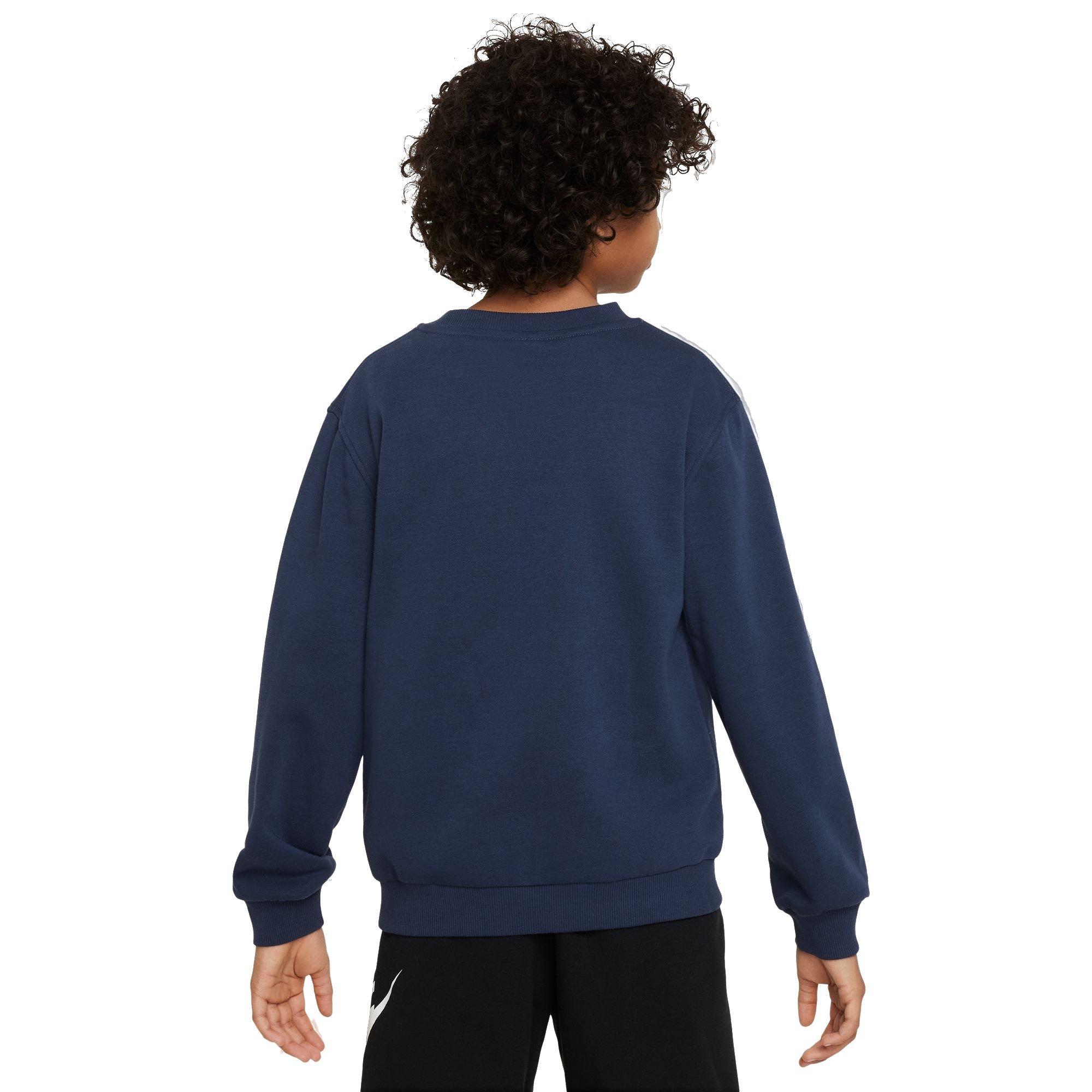 Nike Big Kids' Sportswear Club French Terry Crew-Neck Sweatshirt - BLUE Thumbnail View 4