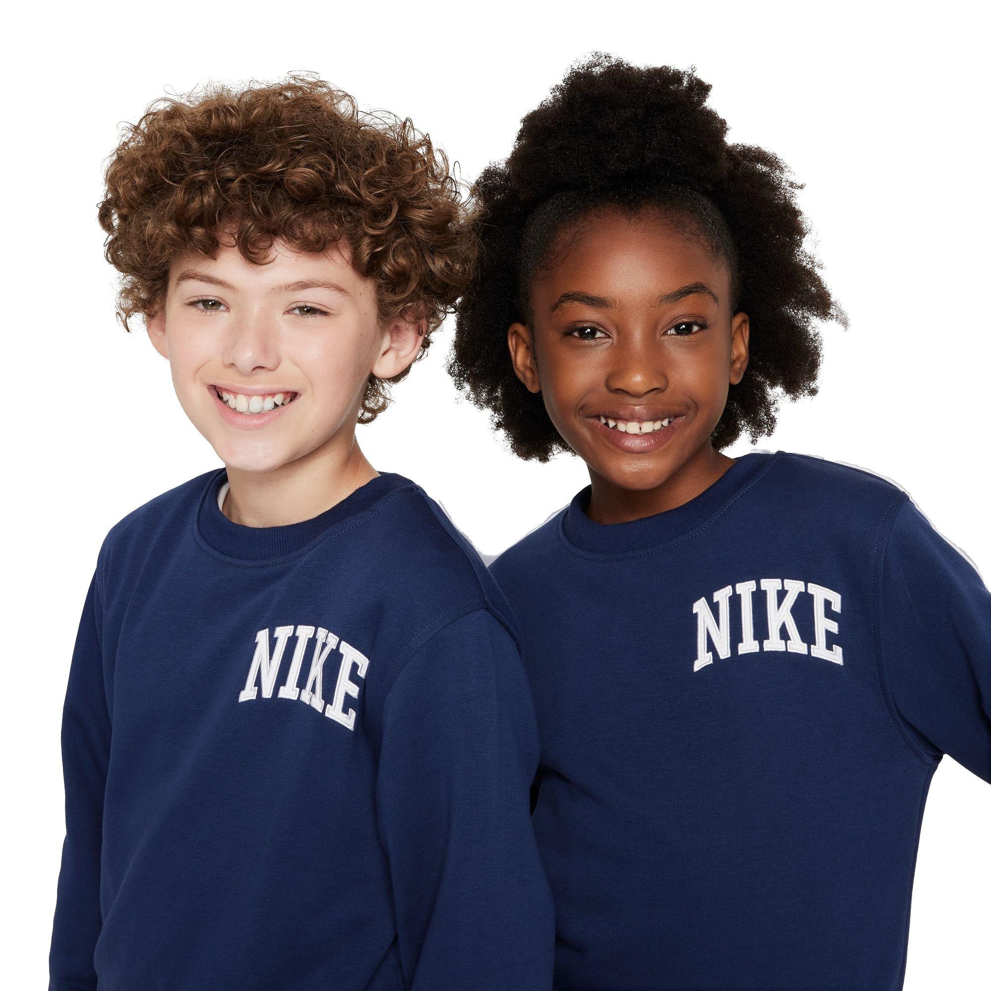 Nike Big Kids' Sportswear Club French Terry Crew-Neck Sweatshirt - BLUE Thumbnail View 6