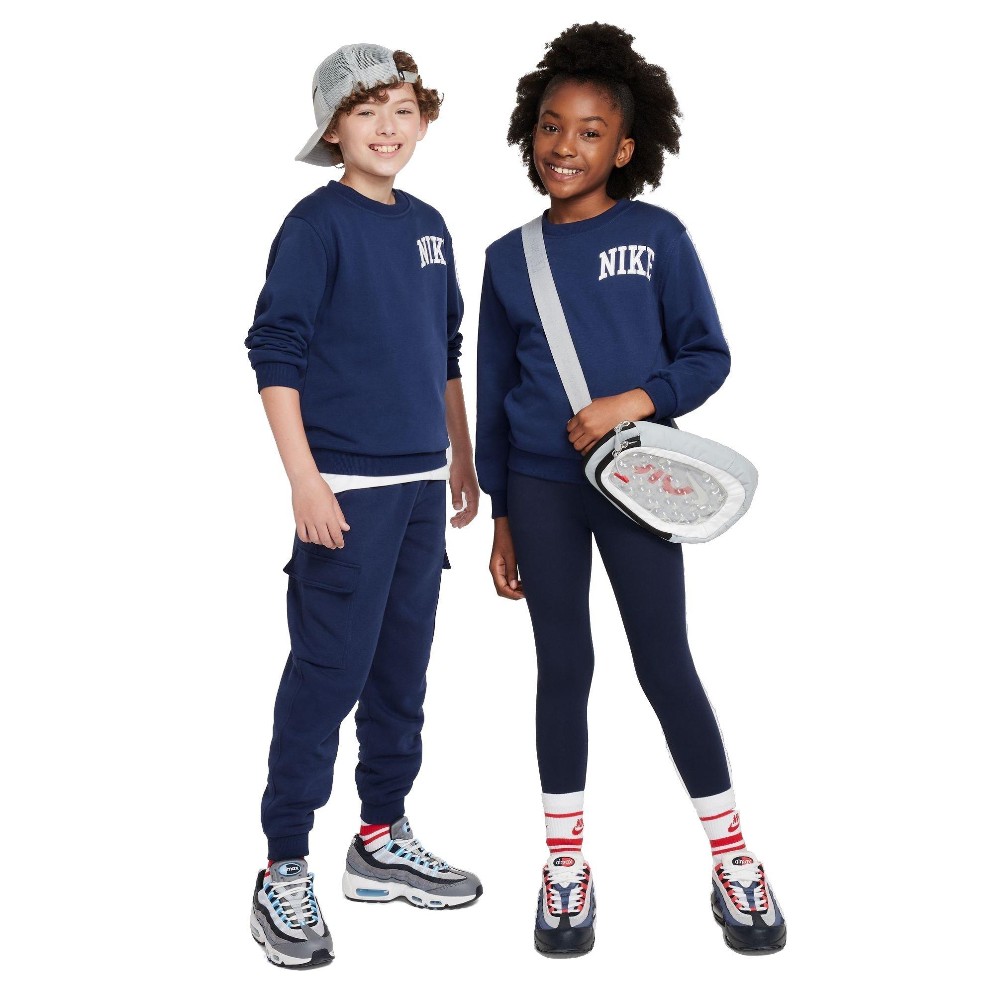 Nike Big Kids' Sportswear Club French Terry Crew-Neck Sweatshirt - BLUE Thumbnail View 7