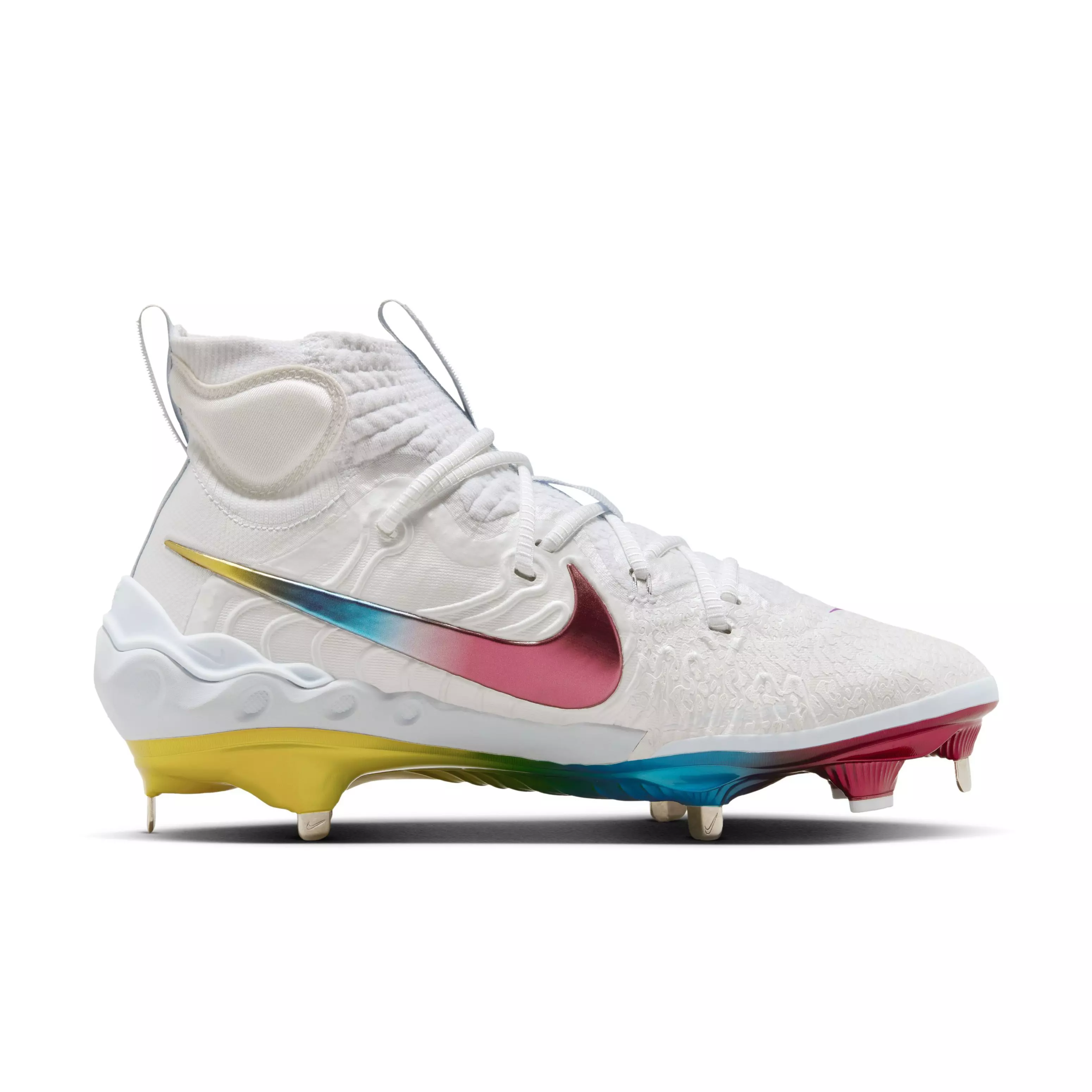 Nike Alpha Huarache NXT "White/Hyper Volt/Grey/University Red" Men's Baseball Cleat - WHITE/VOLT/GREY/RED