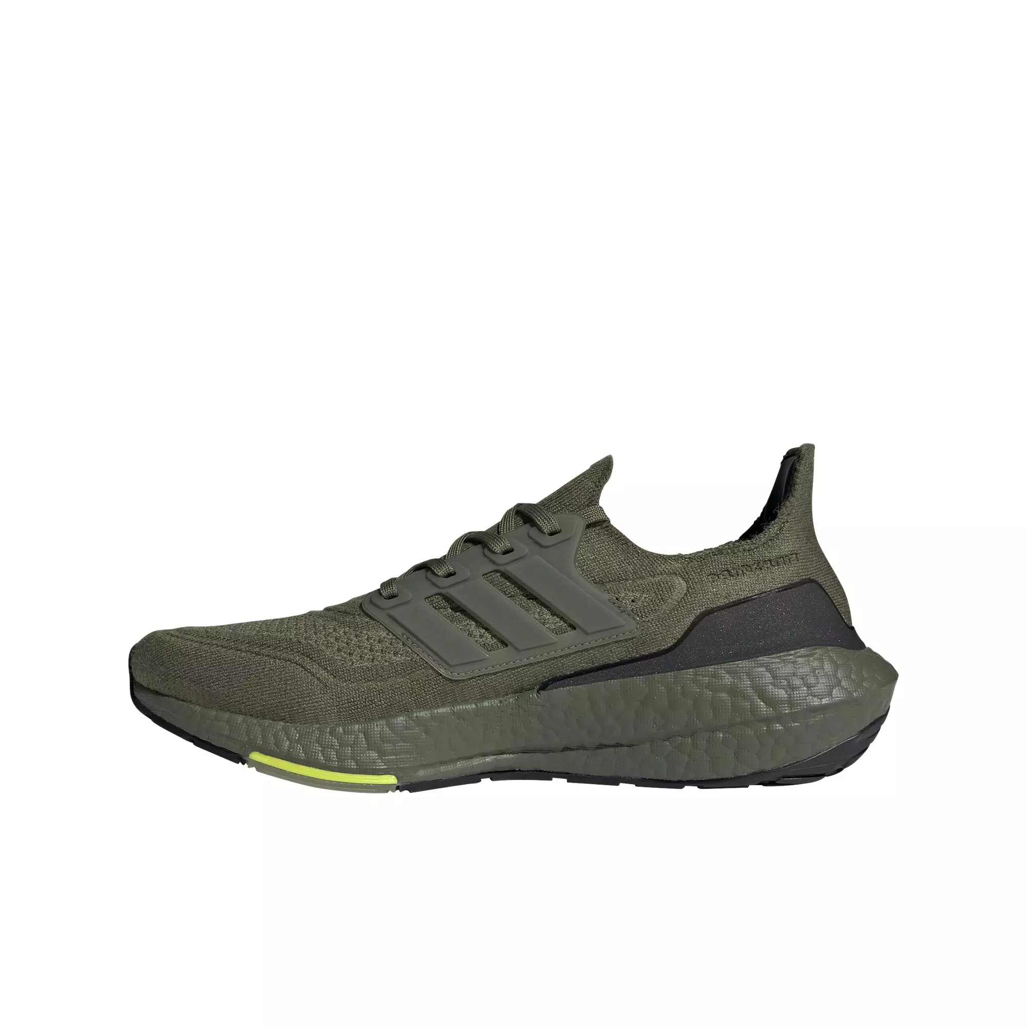 adidas Ultraboost 21 "Focus Olive/Focus Olive/Acid Yellow" Men's Running Shoe - OLIVE