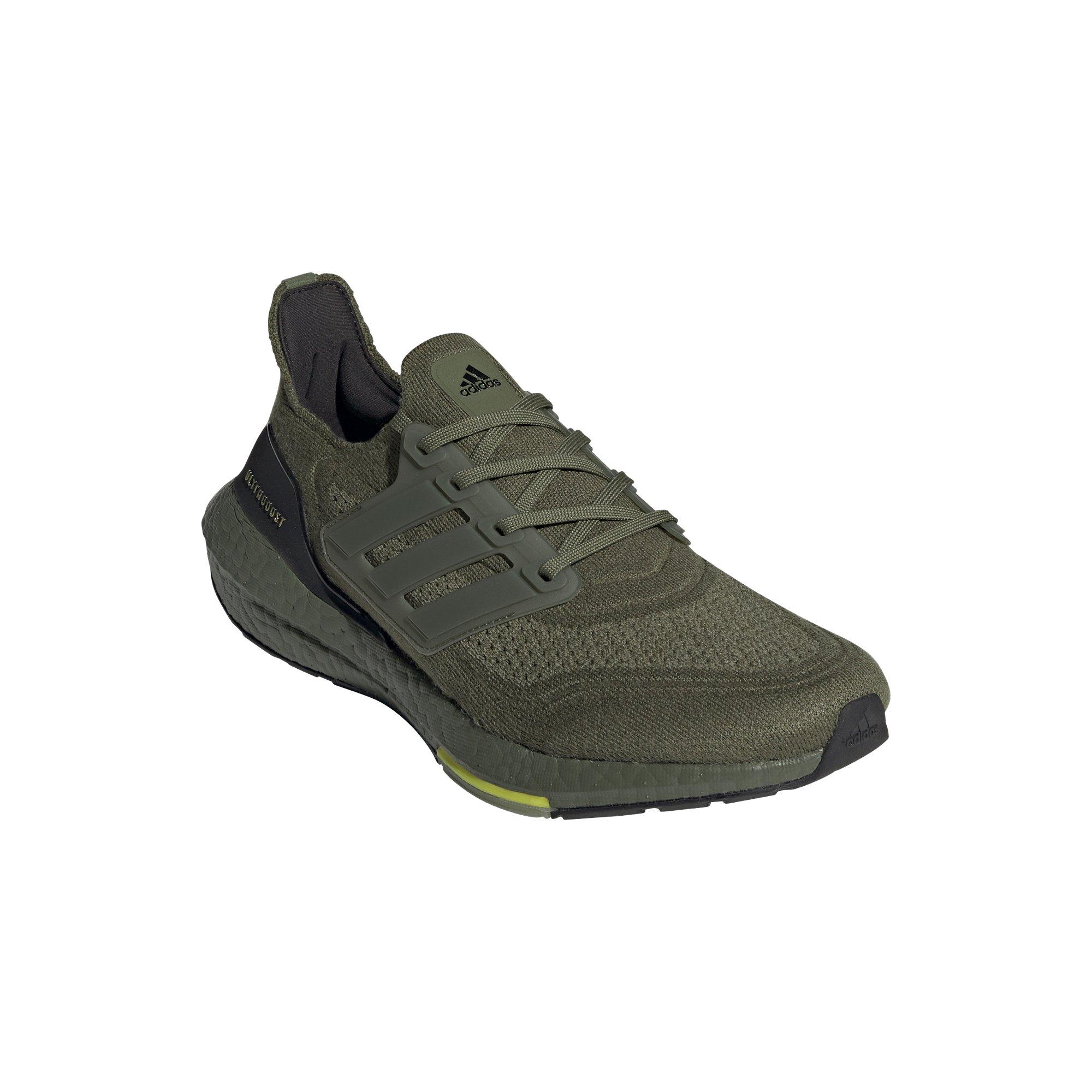 adidas Ultraboost 21 "Focus Olive/Focus Olive/Acid Yellow" Men's Running Shoe - OLIVE Thumbnail View 3
