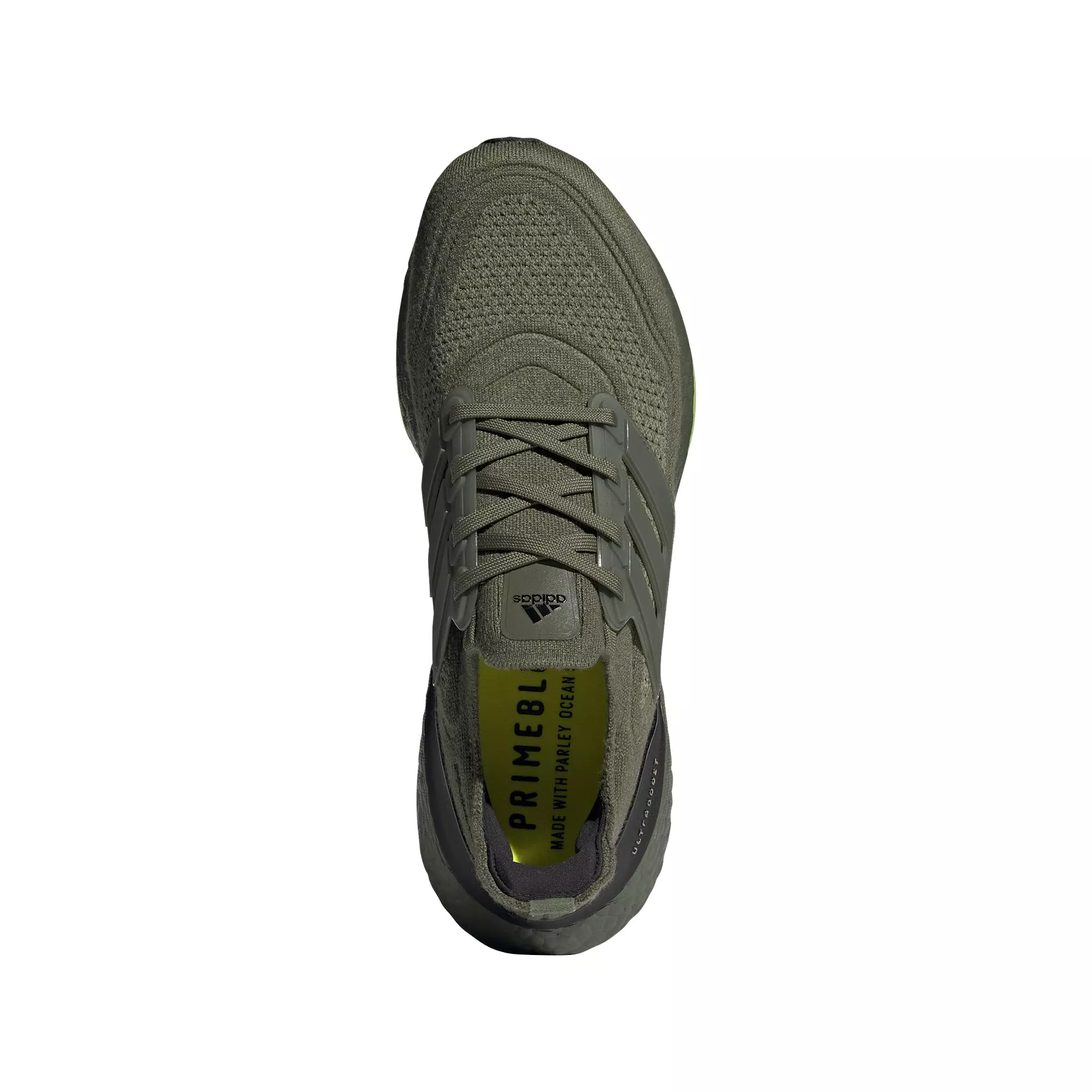 adidas Ultraboost 21 "Focus Olive/Focus Olive/Acid Yellow" Men's Running Shoe - OLIVE