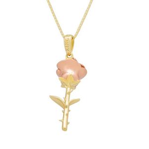 King Ice Sterling Silver Roses Are Red Necklace - Gold - GOLD