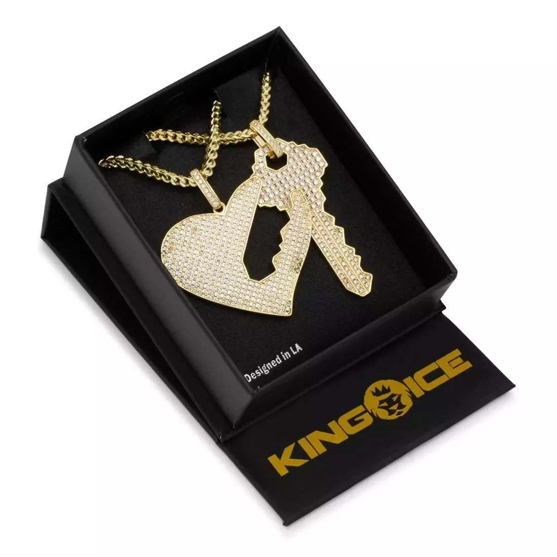 King Ice Key To Love Necklace Set - GOLD