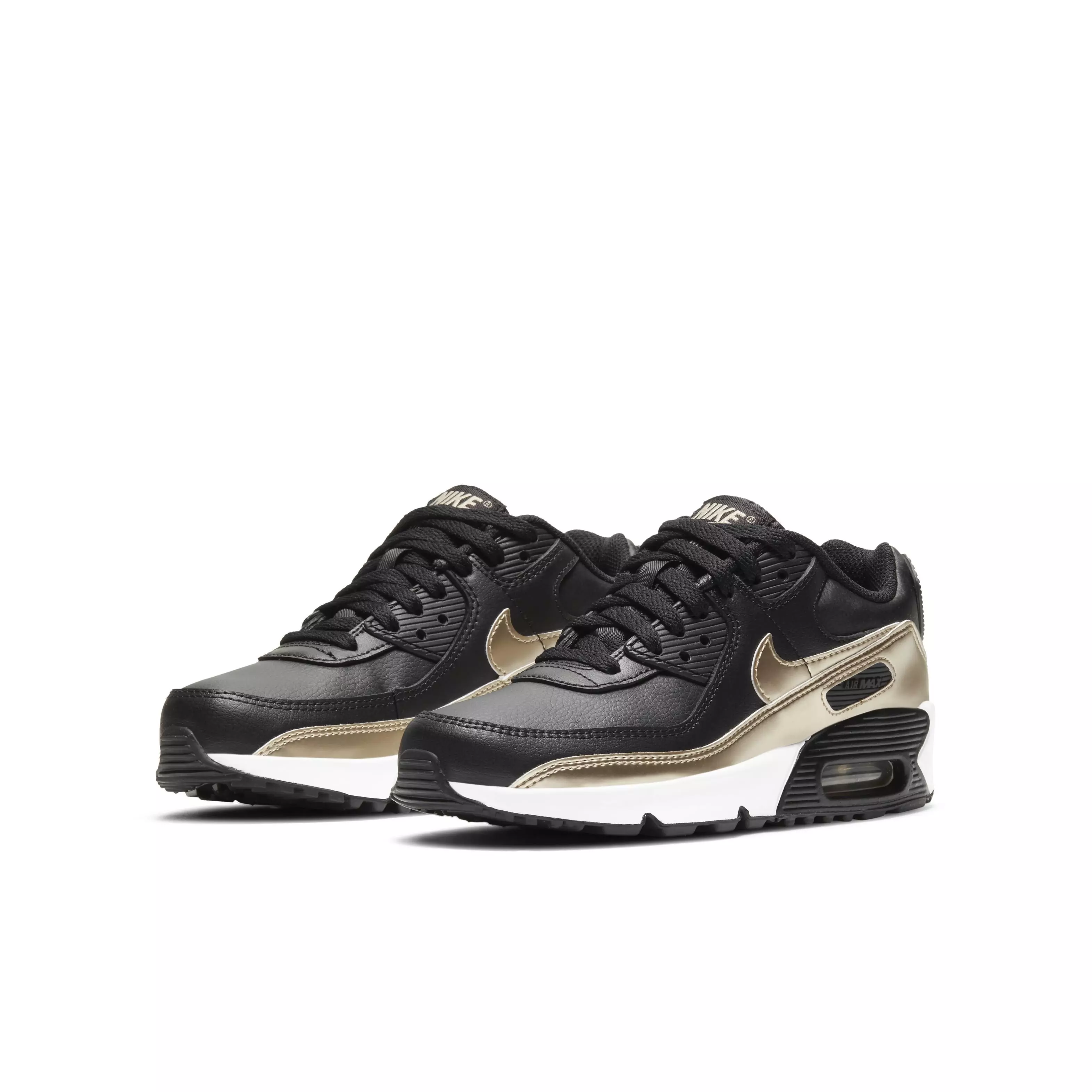 Nike Air Max 90 LTR "Black/Metallic Gold/White" Grade School Boys' Shoe - BLACK/GOLD/WHITE