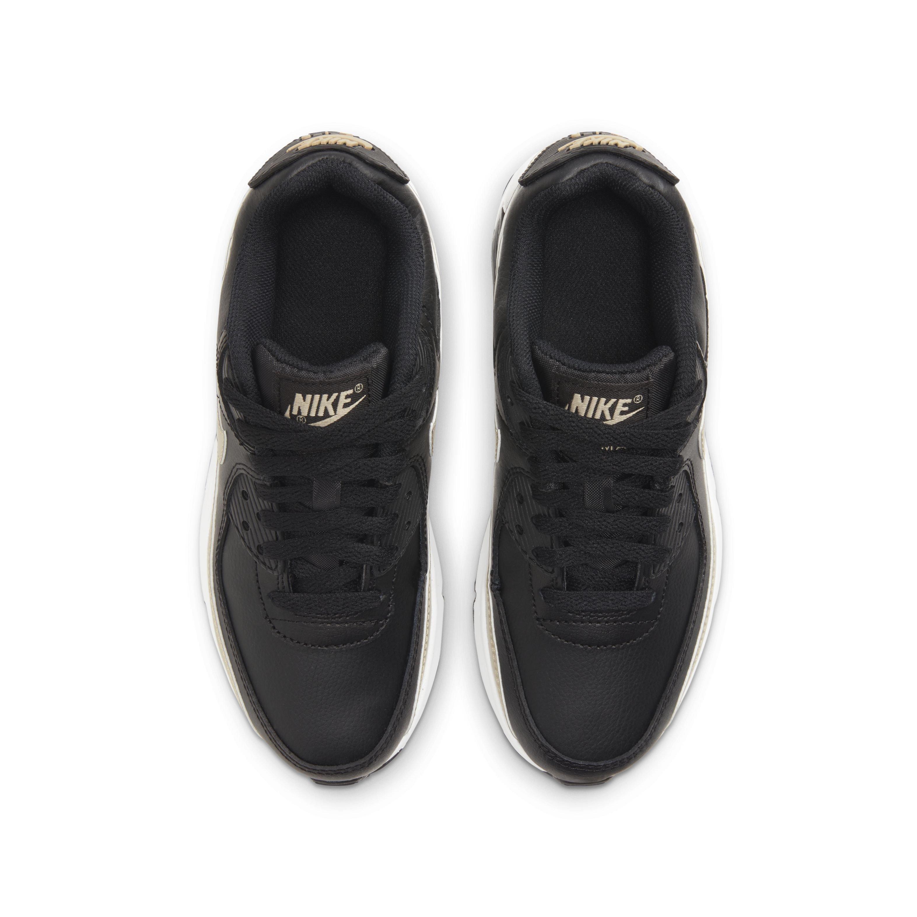 Nike Air Max 90 LTR "Black/Metallic Gold/White" Grade School Boys' Shoe - BLACK/GOLD/WHITE Thumbnail View 4