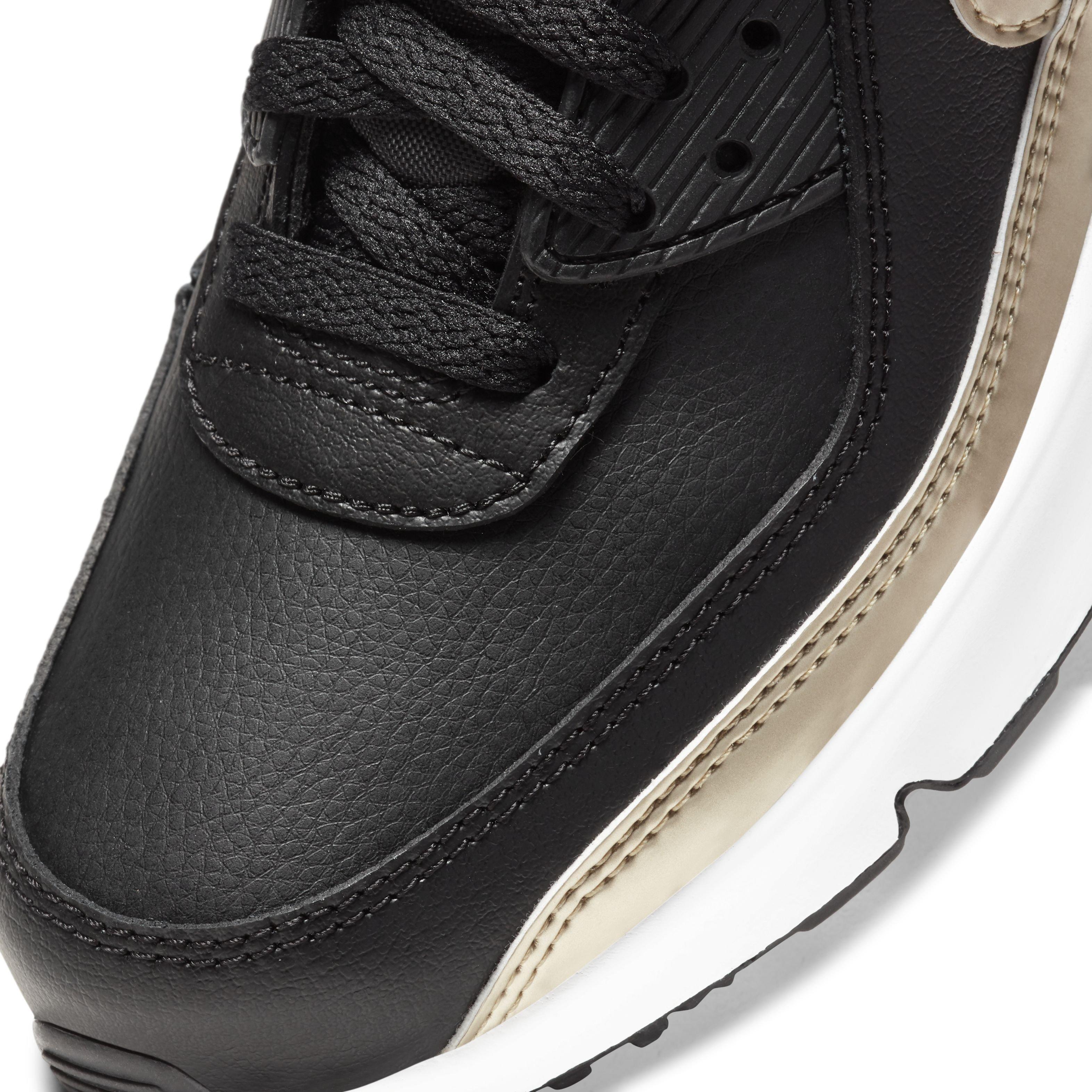 Nike Air Max 90 LTR "Black/Metallic Gold/White" Grade School Boys' Shoe - BLACK/GOLD/WHITE Thumbnail View 7