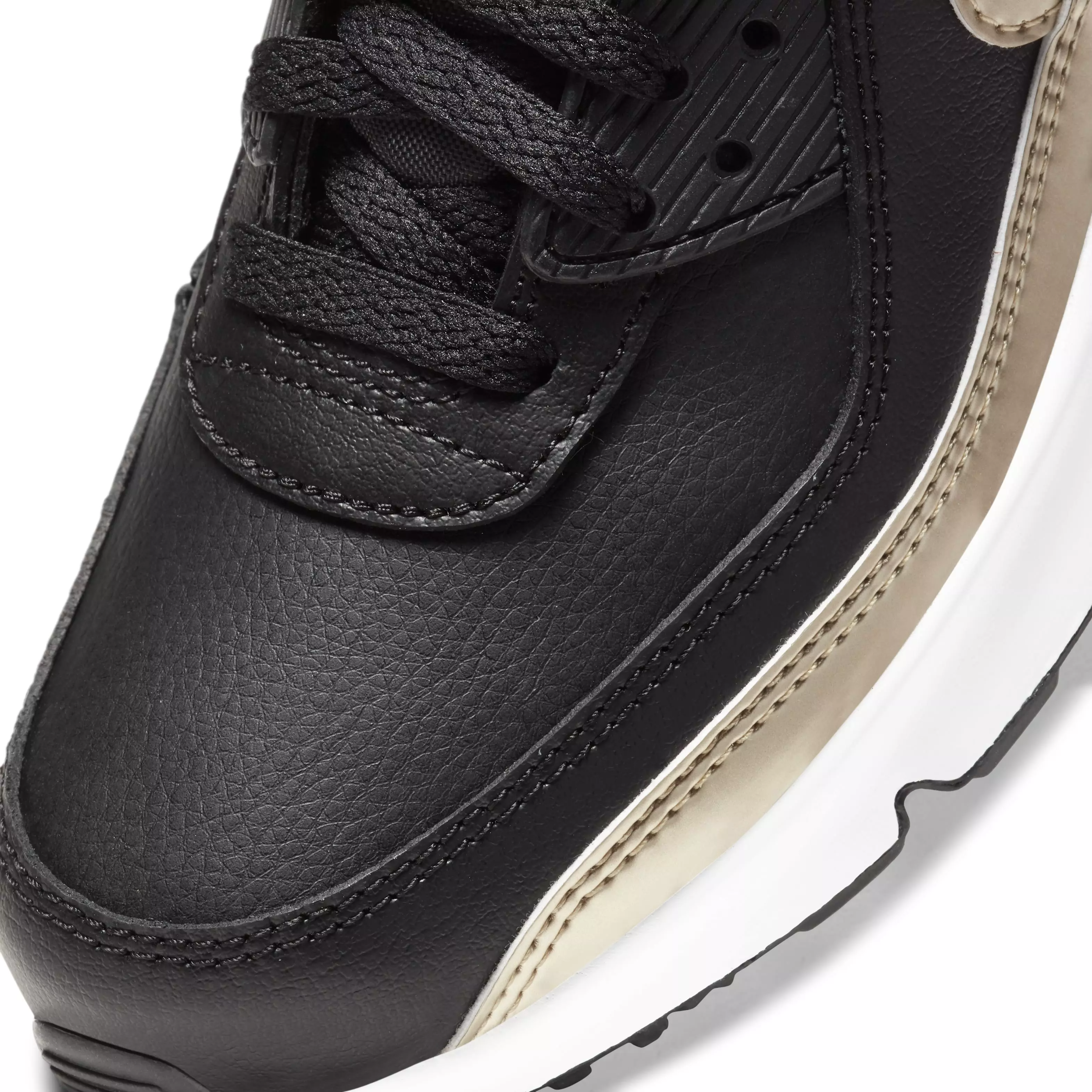 Nike Air Max 90 LTR "Black/Metallic Gold/White" Grade School Boys' Shoe - BLACK/GOLD/WHITE