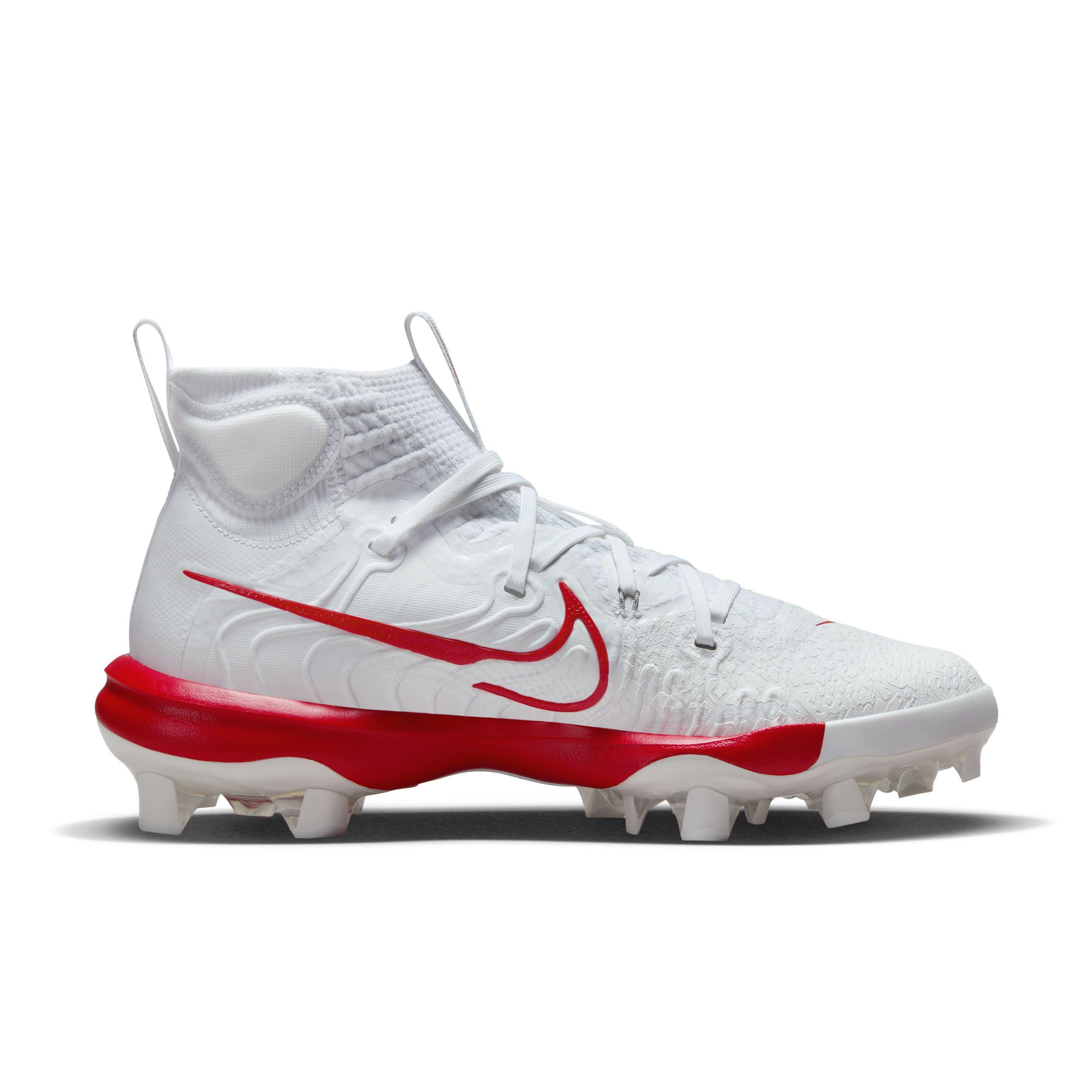 White and red baseball cleats hot sale