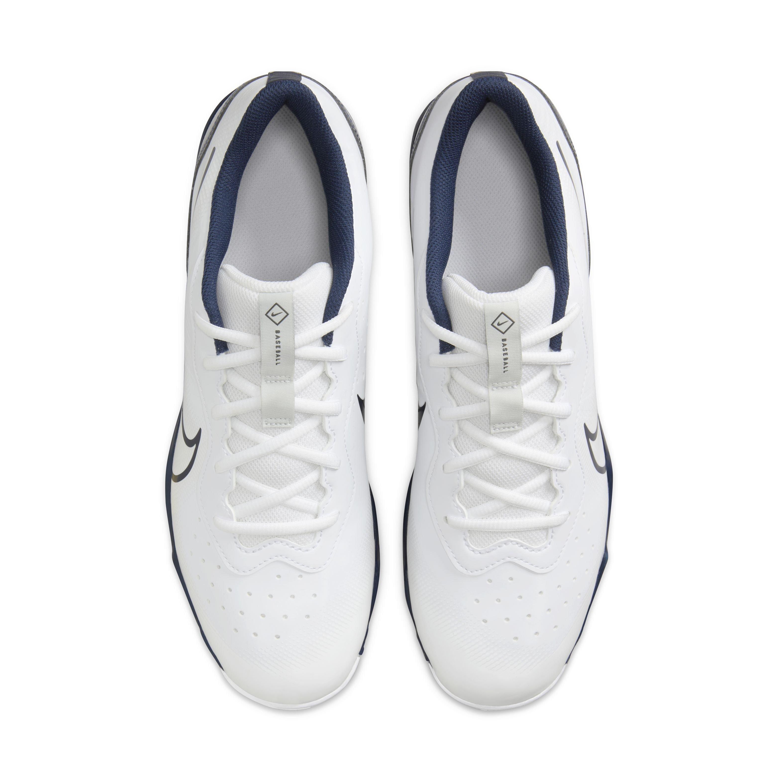 Nike Alpha Huarache 4 Keystone "White/Midnight Navy/Pure Platinum" Men's Baseball Cleat - WHITE/NAVY/PLATINUM Thumbnail View 4