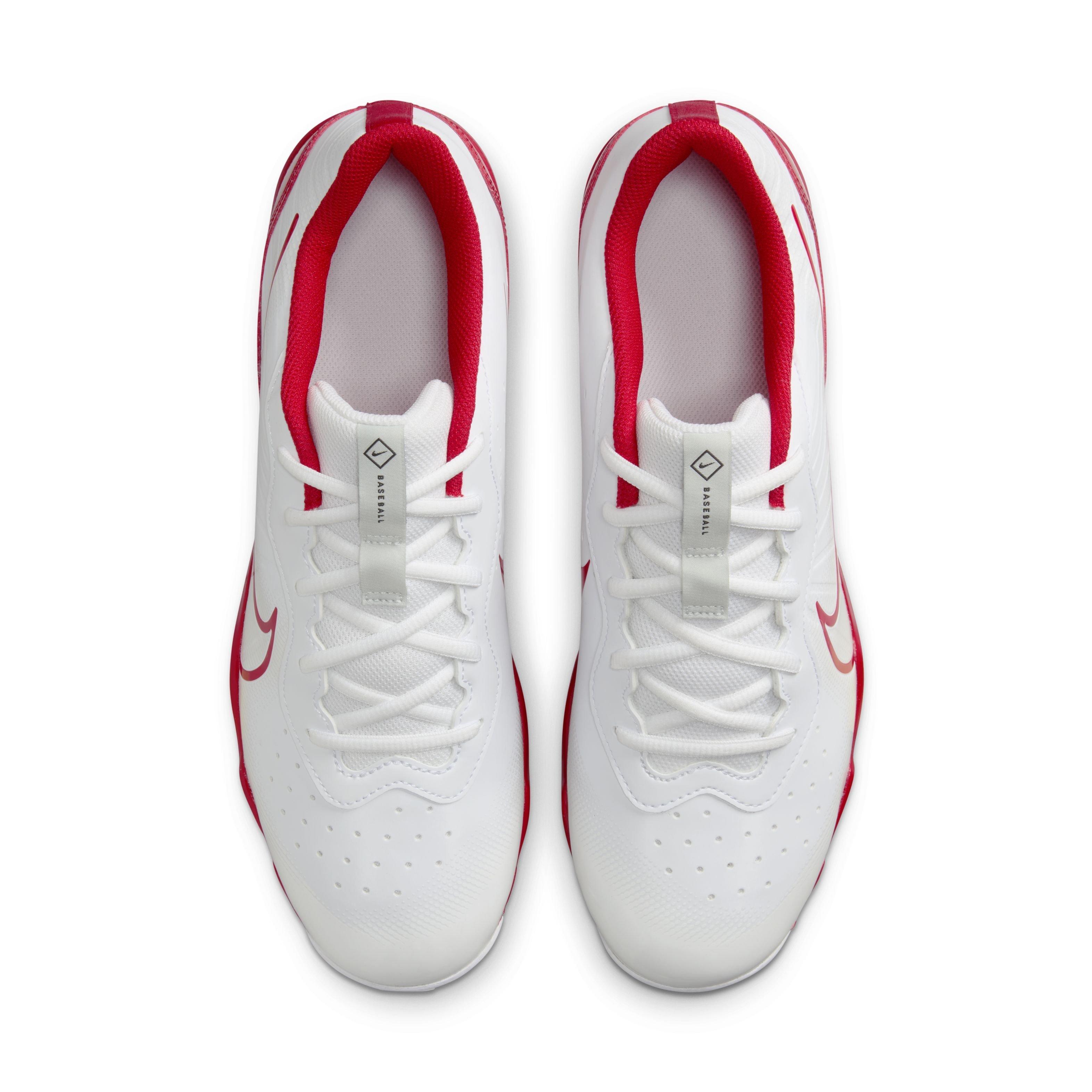 Nike Alpha Huarache 4 Keystone "White/University Red/Pure Platinum" Men's Baseball Cleat - WHITE/RED/PLATINUM Thumbnail View 4