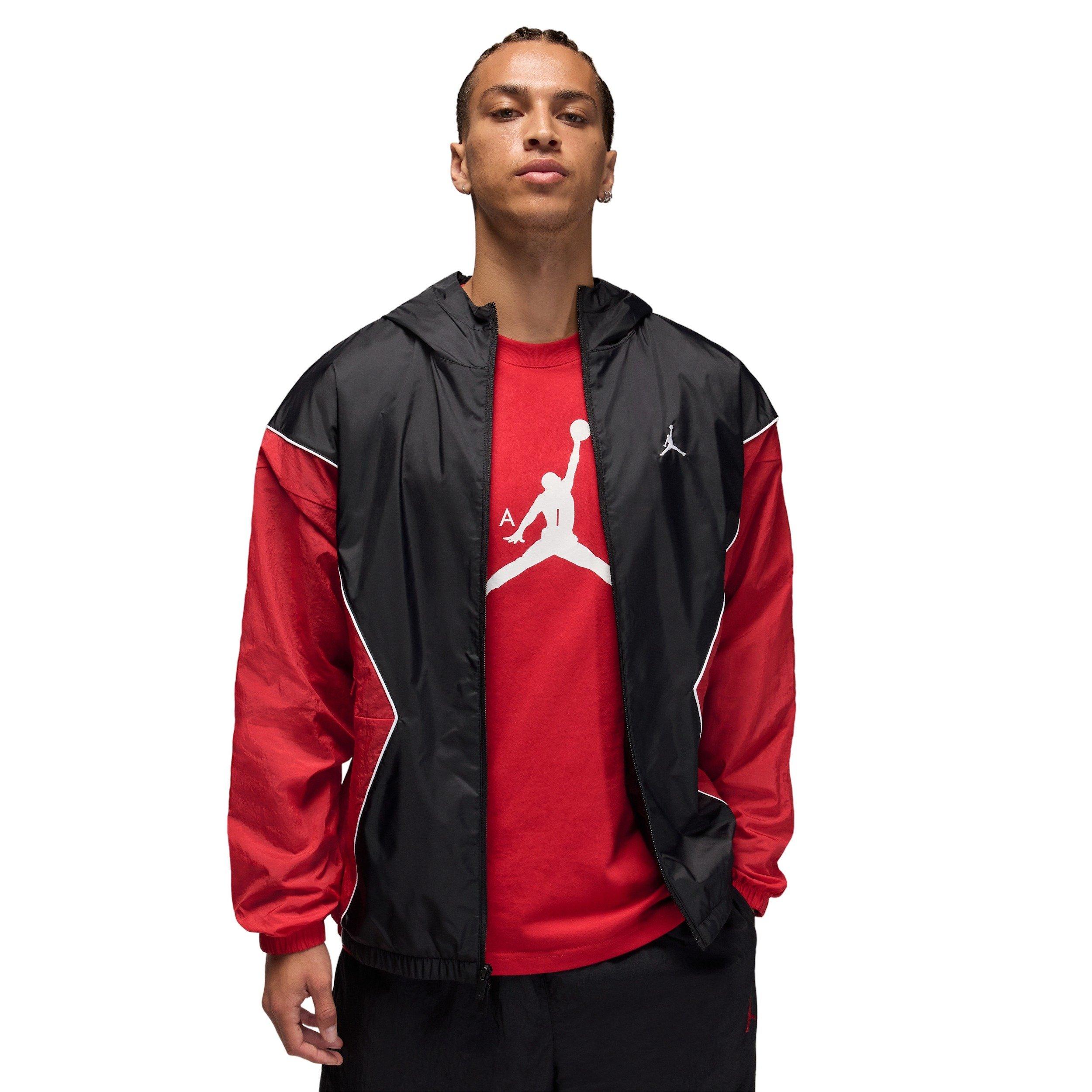 Jordan Brooklyn Hooded Draft Jacket Black/Red | Hibbett