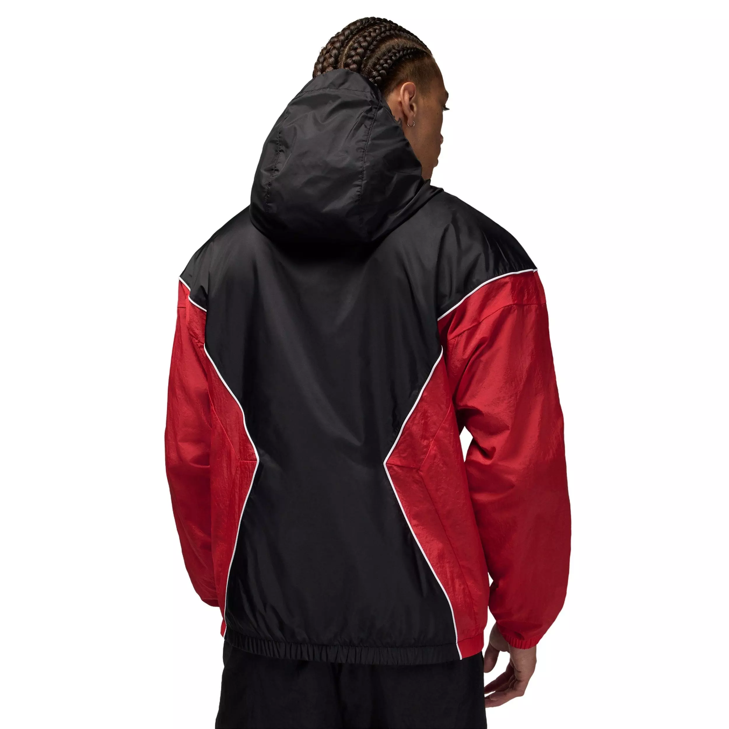 Jordan Men's Brooklyn Hooded Draft Jacket - Black/Red - BLACK/GOLD/CRIMSON