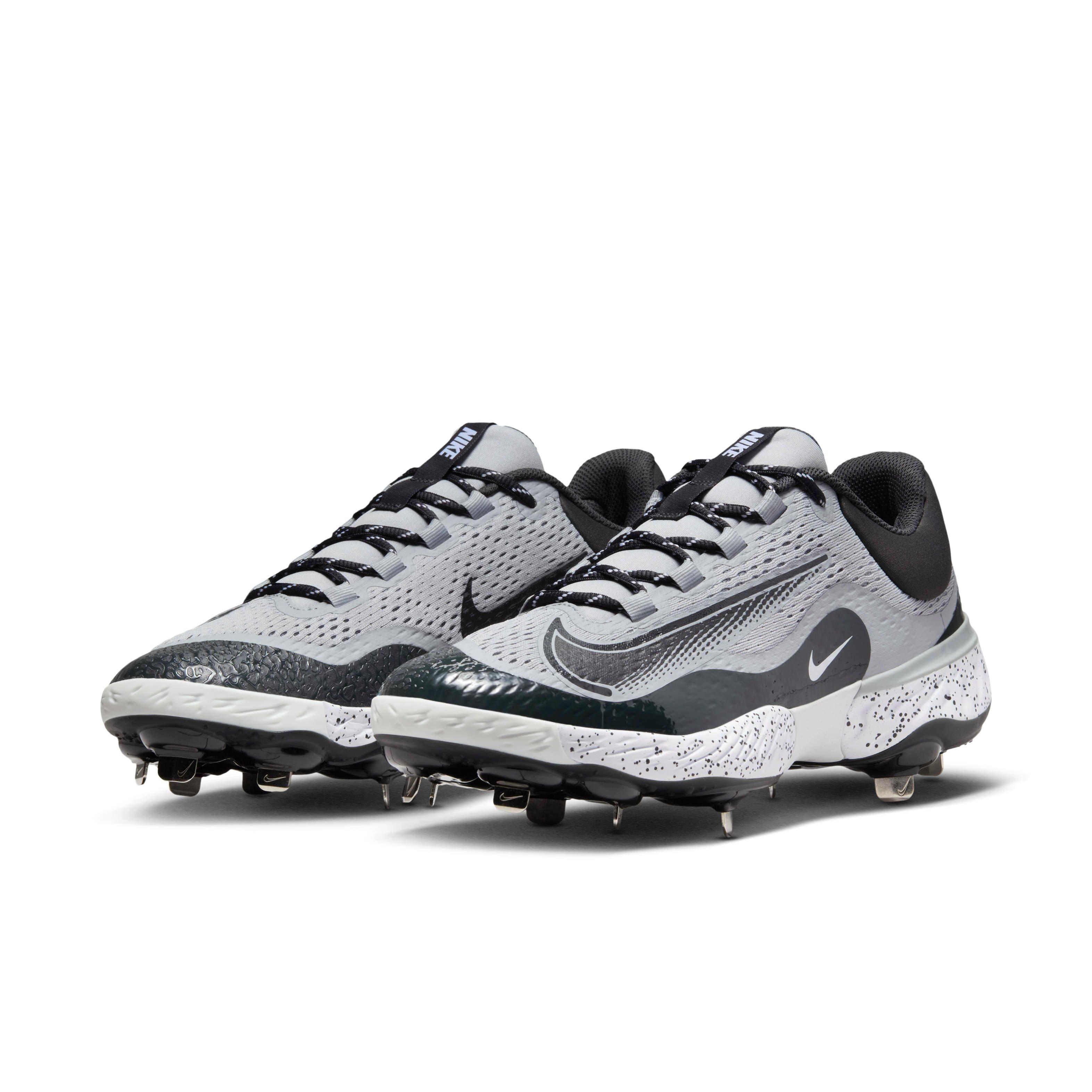 Nike Alpha Huarache Elite 4 Low MCS "Wolf Grey/White/Dark Smoke Grey" Men's Baseball Cleat - GREY/WHITE/DK GREY Thumbnail View 3