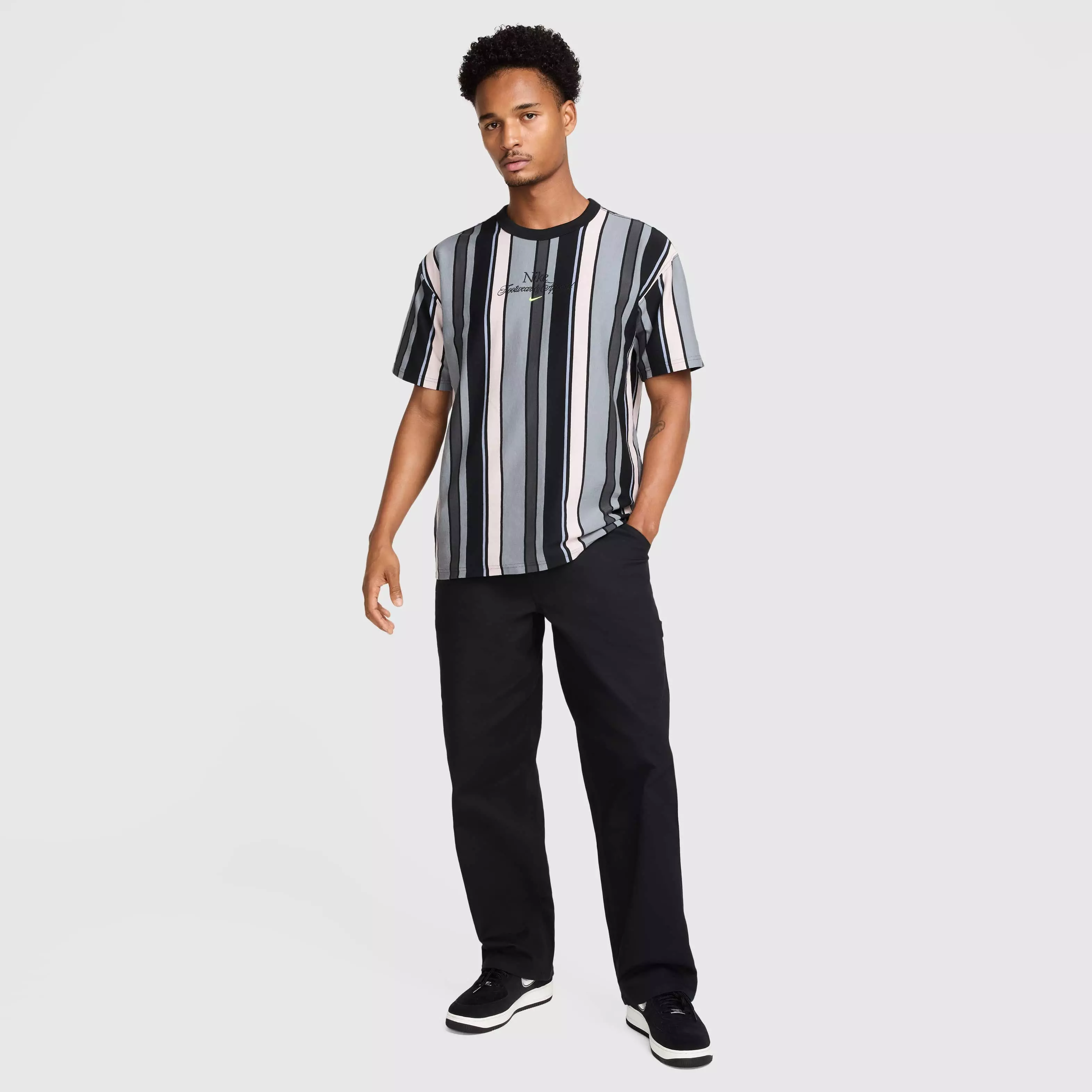 Nike Unisex Sportswear Max90 Stripe Craft T-Shirt -Black - BLACK