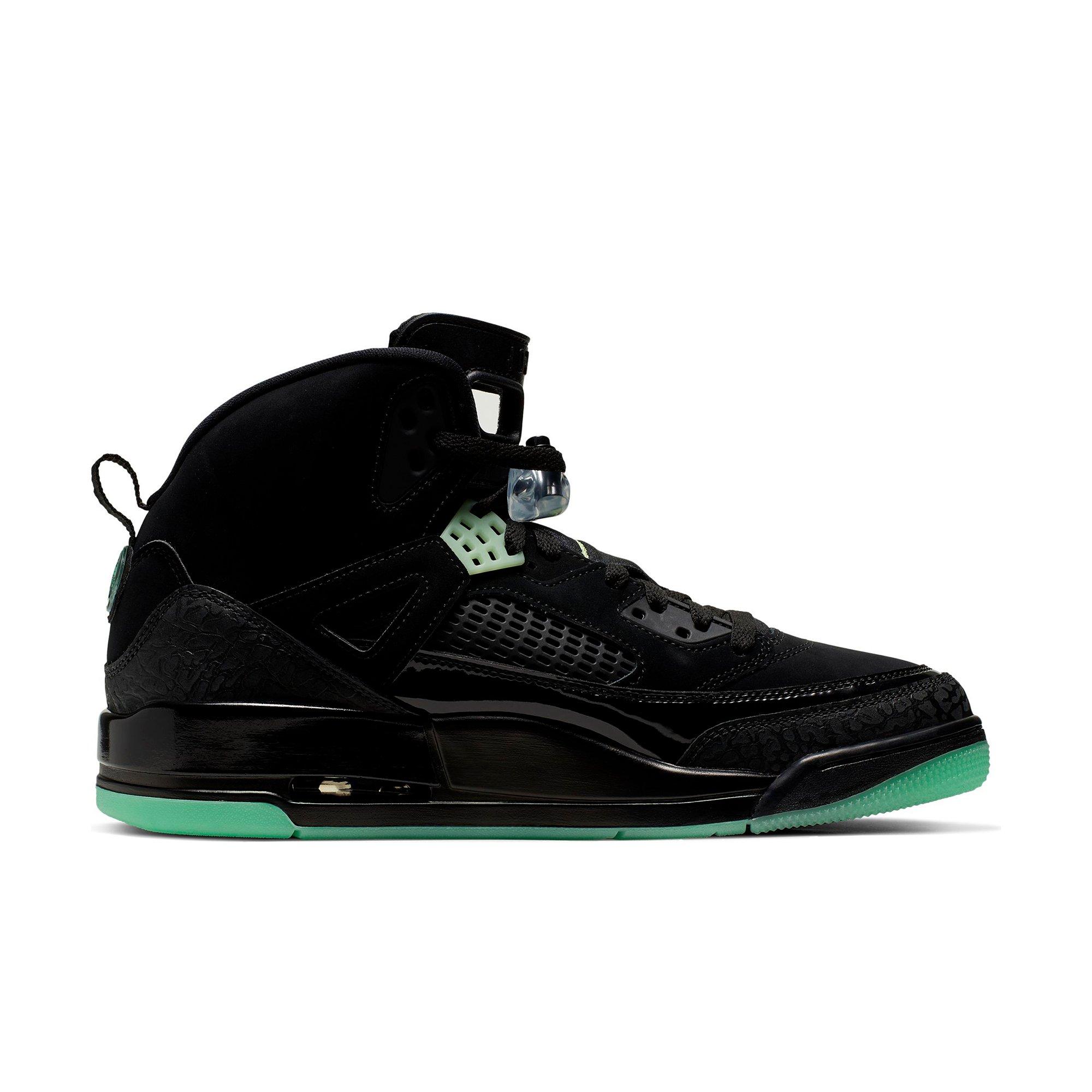 jordan spizike black green glow